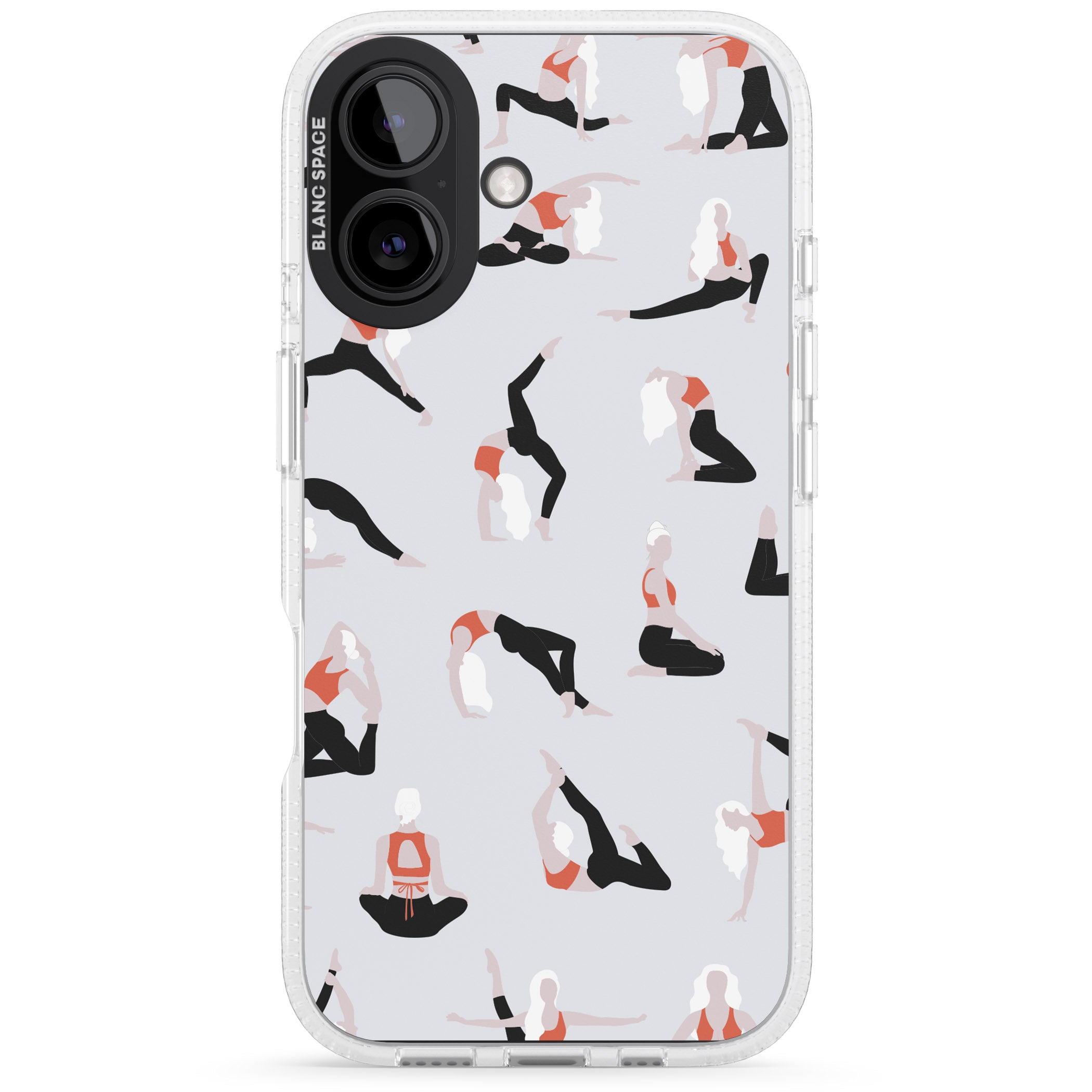 Yoga Poses iPhone 16 / 16 Plus Clear Case Impact Air - Blanc Space
