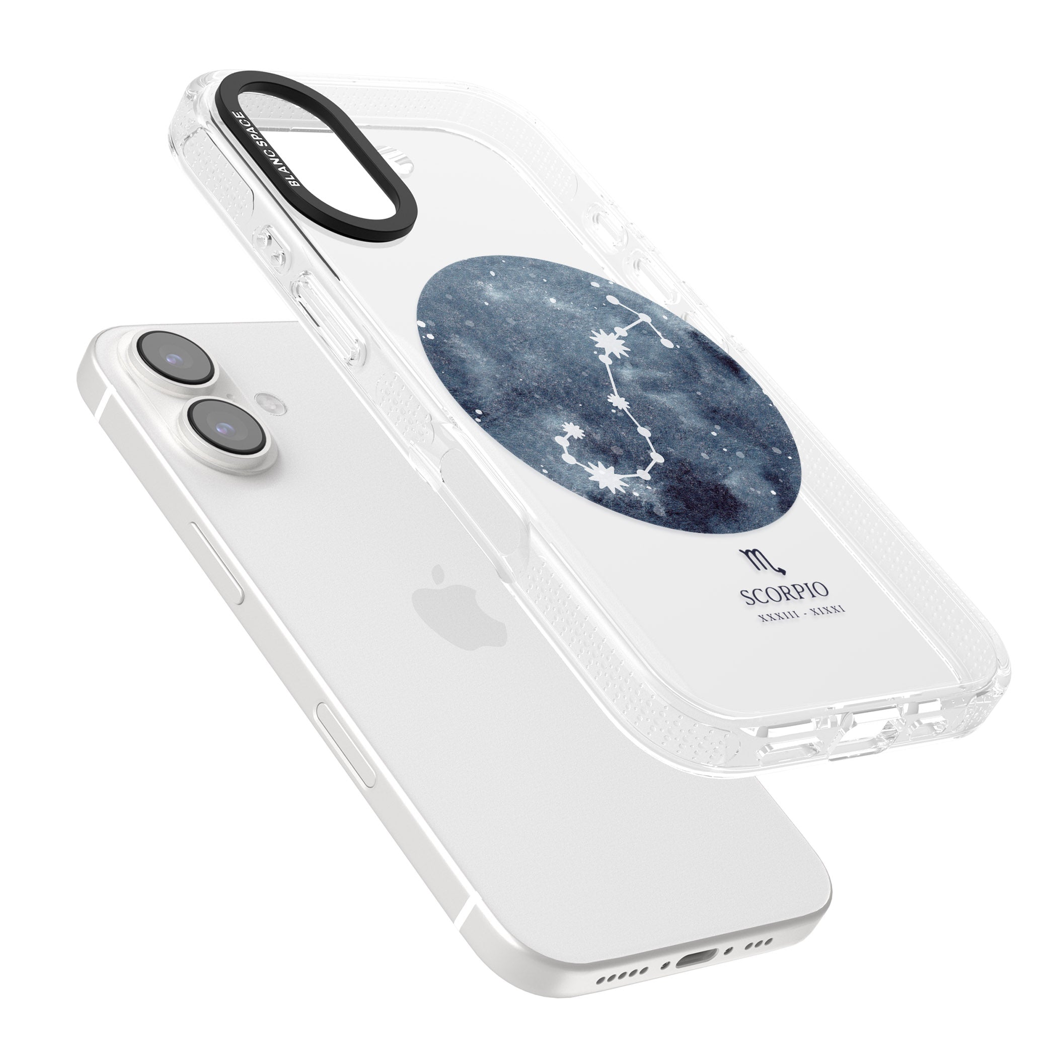 Scorpio Zodiac Transparent Design - Blue iPhone 16 / 16 Plus Clear Case Impact Air - Blanc Space