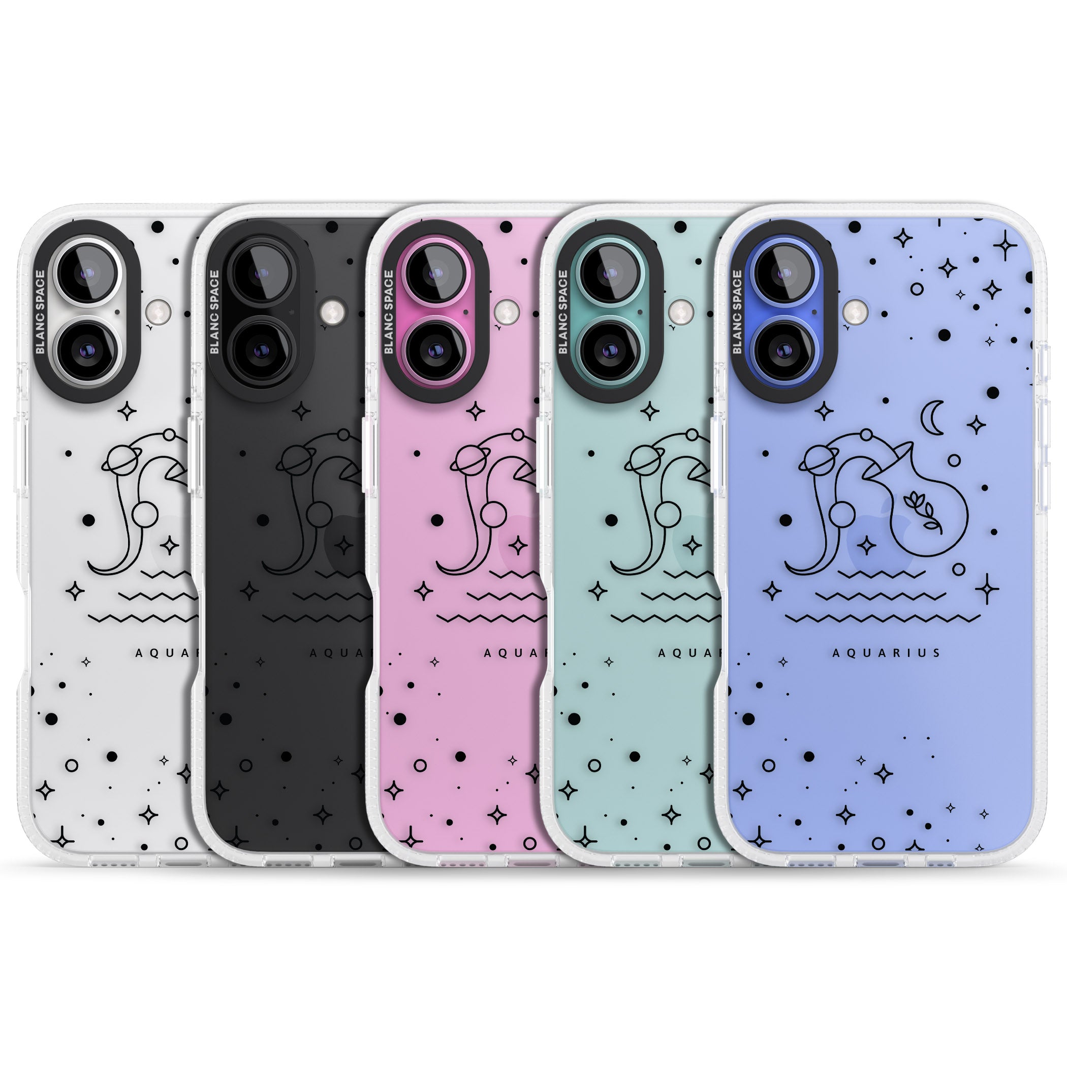 Aquarius Emblem - Transparent Design iPhone 16 / 16 Plus Clear Case Impact Air - Blanc Space