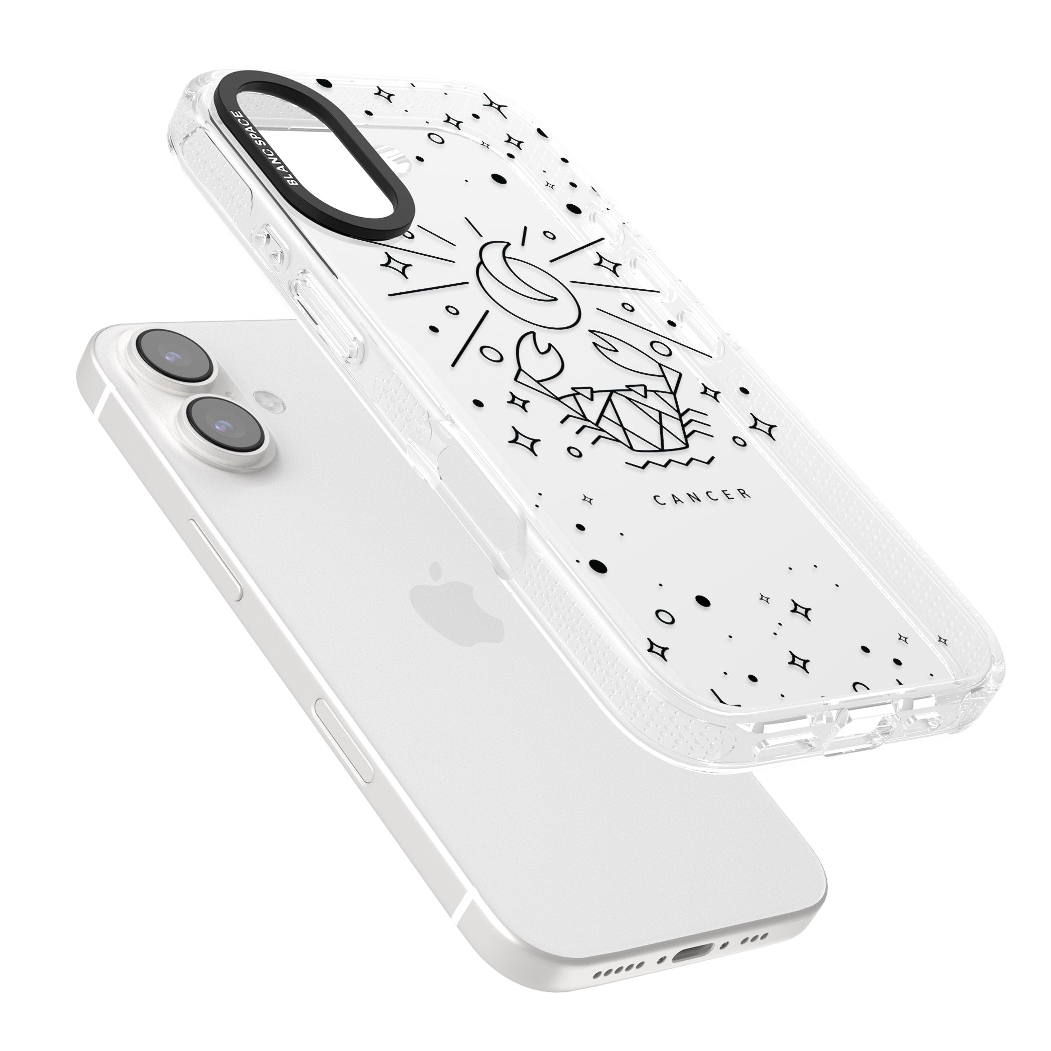 Cancer Emblem - Transparent Design iPhone 16 / 16 Plus Clear Case Impact Air - Blanc Space