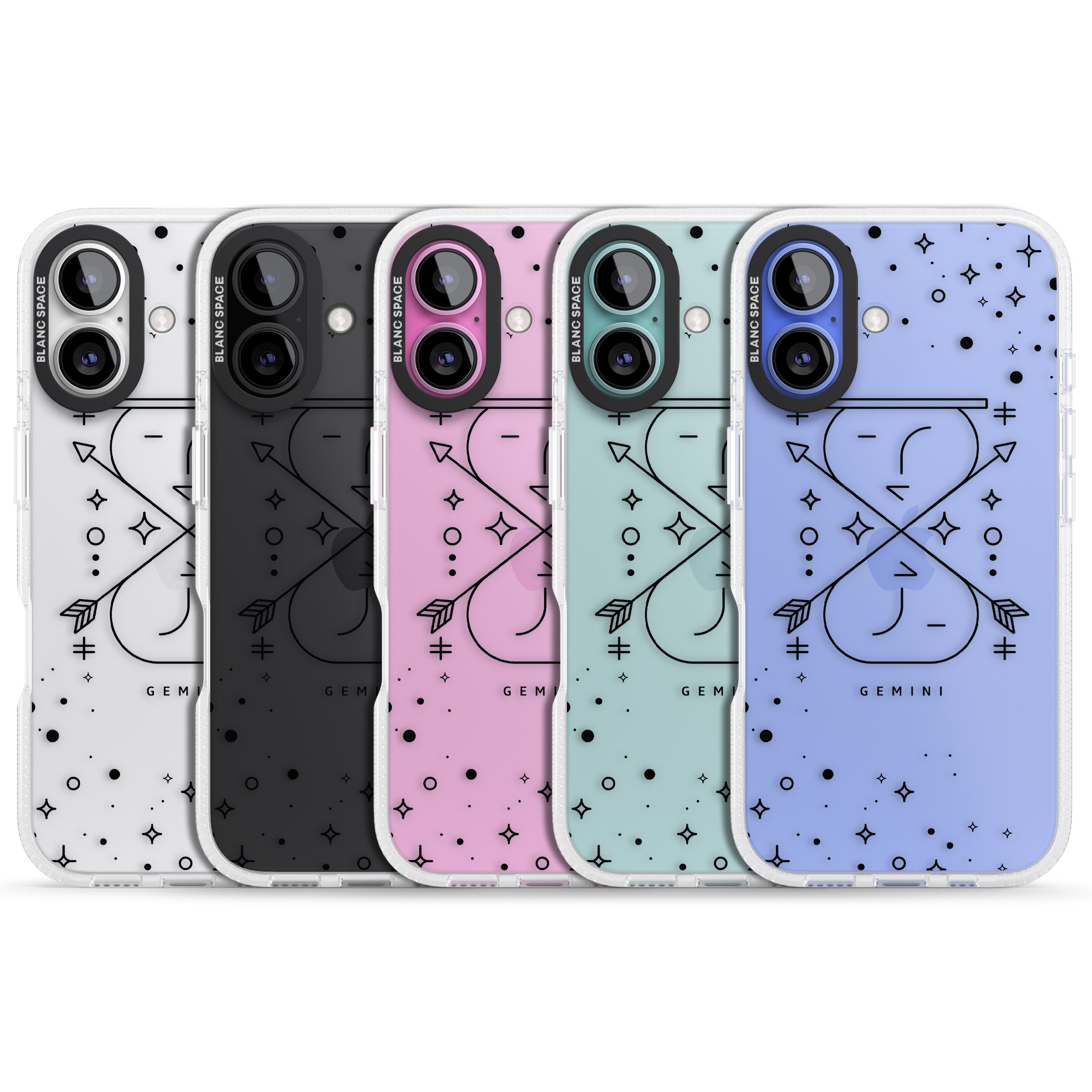 Gemini Emblem - Transparent Design iPhone 16 / 16 Plus Clear Case Impact Air - Blanc Space