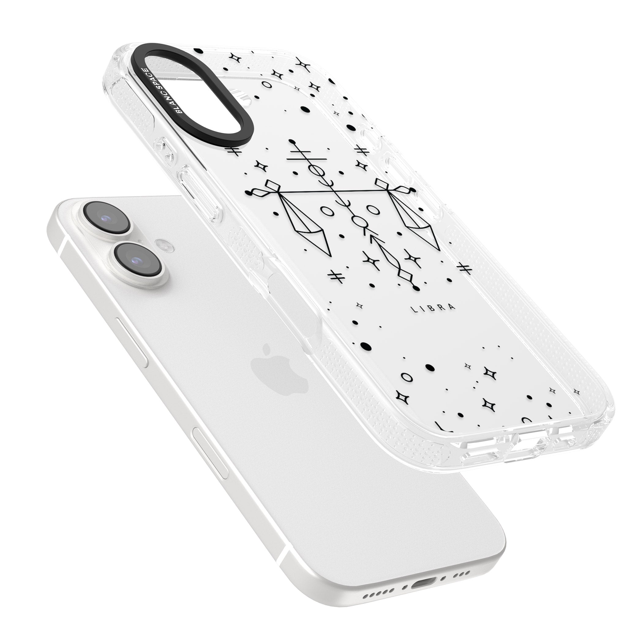 Libra Emblem - Transparent Design iPhone 16 / 16 Plus Clear Case Impact Air - Blanc Space
