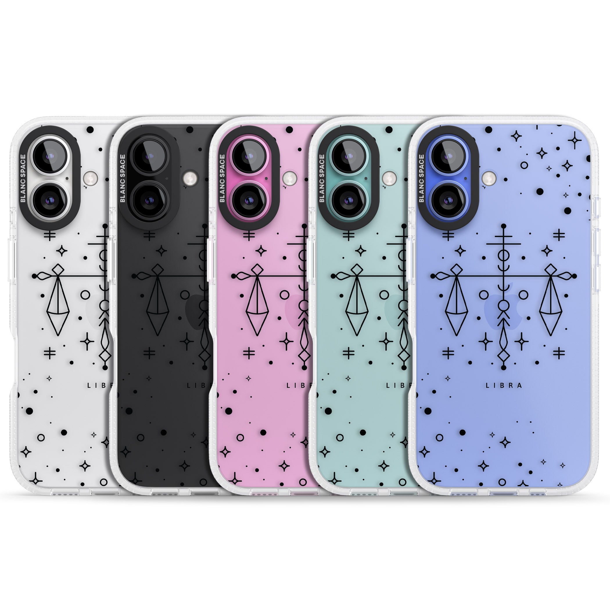 Libra Emblem - Transparent Design iPhone 16 / 16 Plus Clear Case Impact Air - Blanc Space
