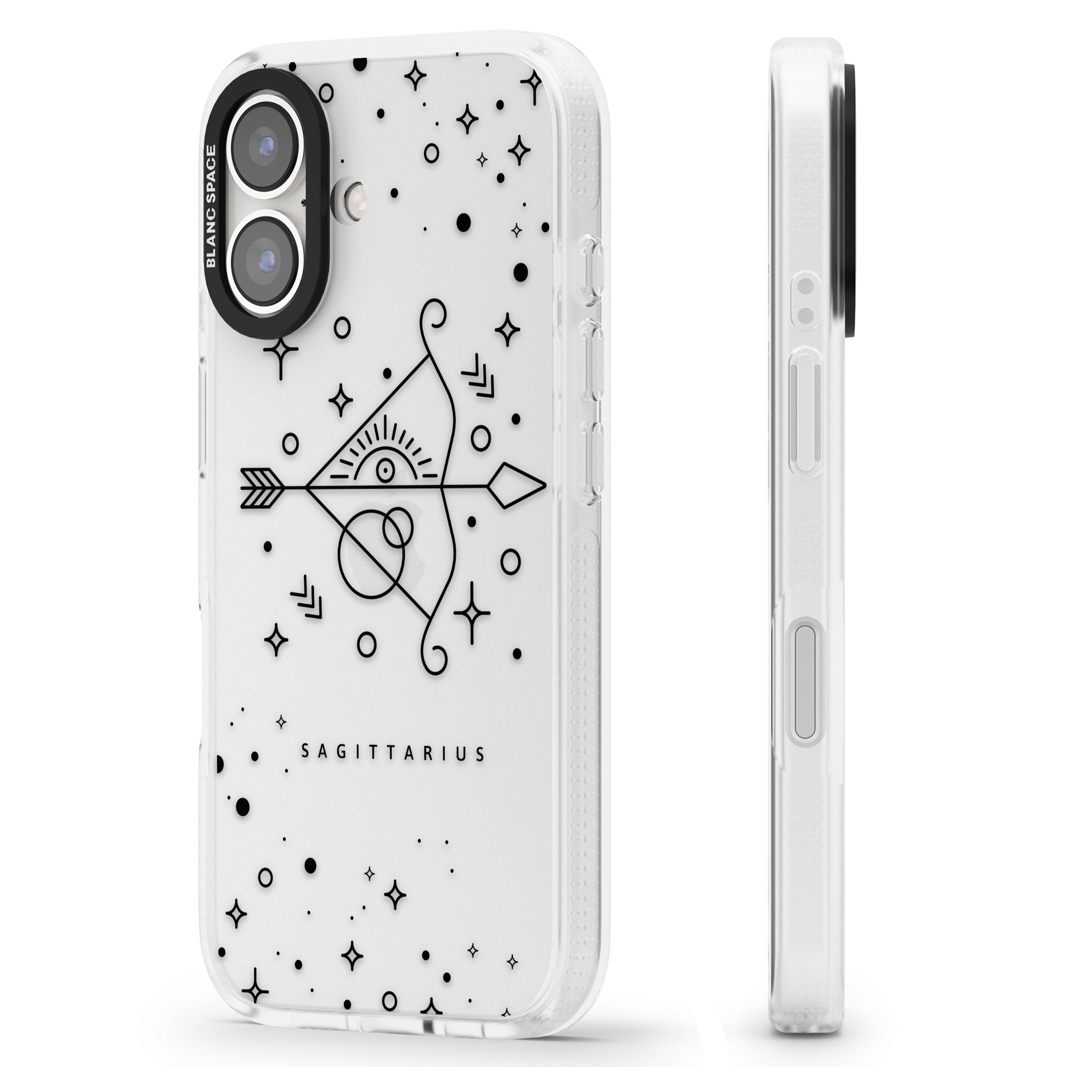 Sagittarius Emblem - Transparent Design iPhone 16 / 16 Plus Clear Case Impact Air - Blanc Space
