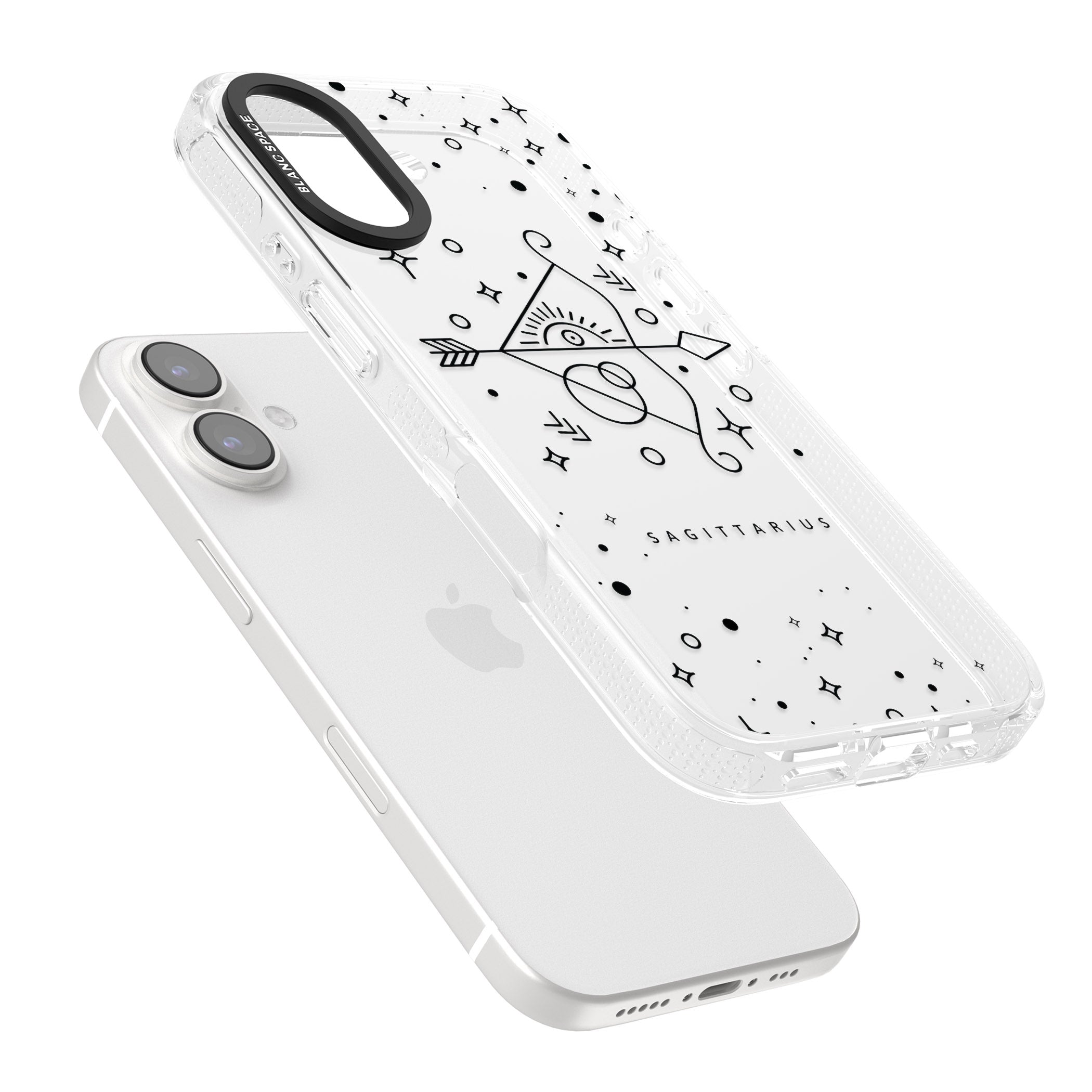 Sagittarius Emblem - Transparent Design iPhone 16 / 16 Plus Clear Case Impact Air - Blanc Space