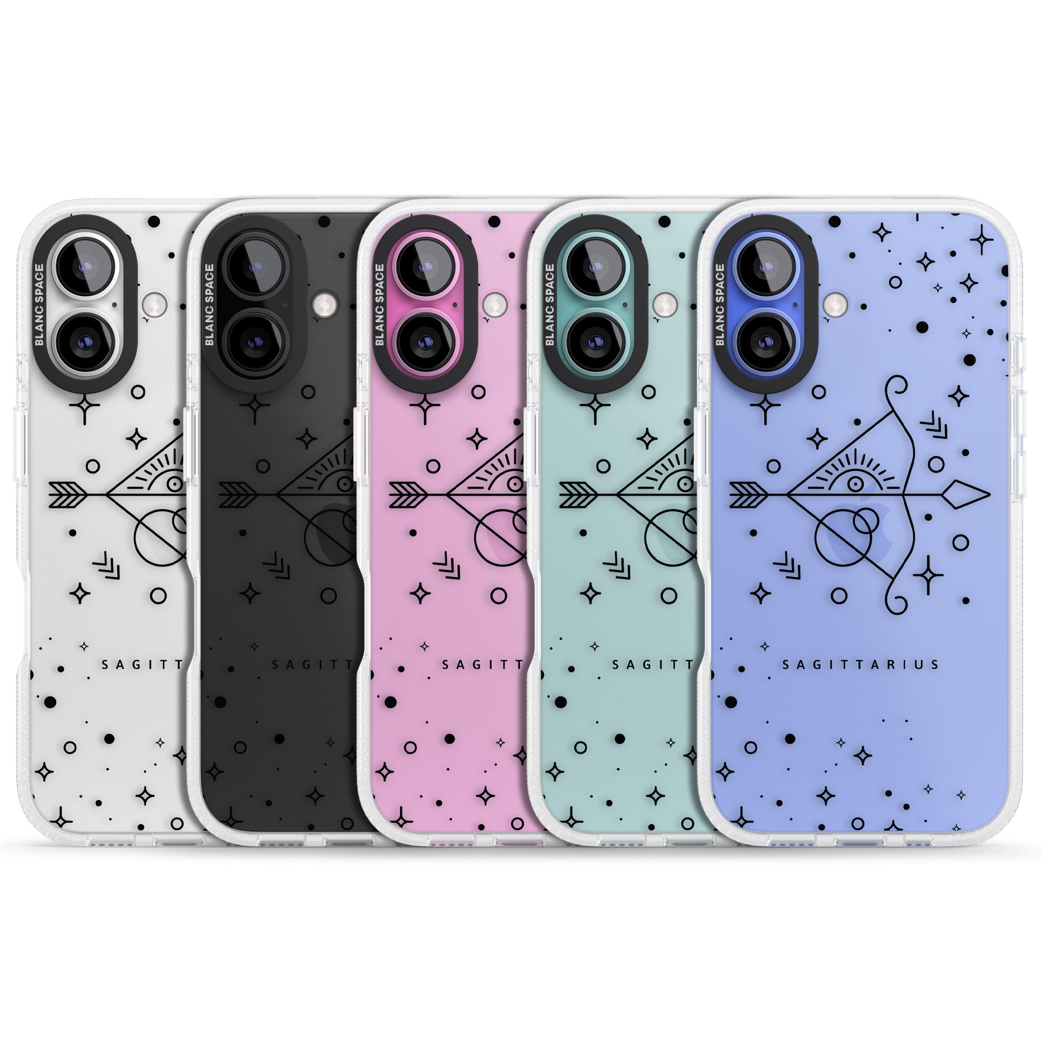 Sagittarius Emblem - Transparent Design iPhone 16 / 16 Plus Clear Case Impact Air - Blanc Space