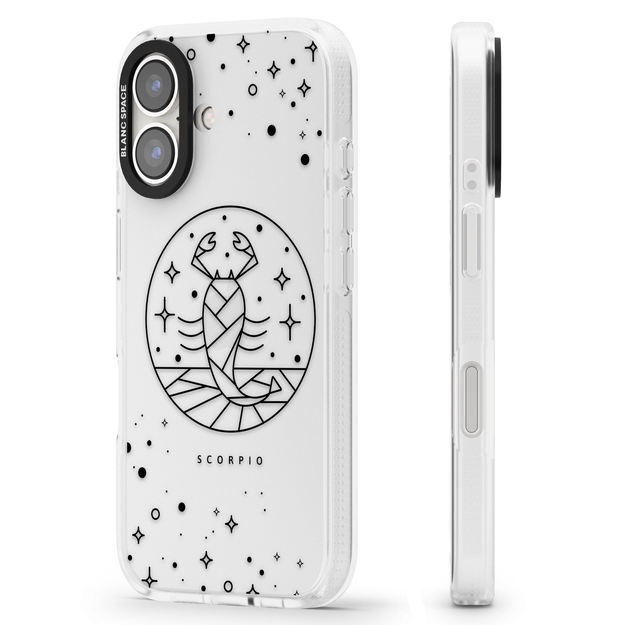 Scorpio Emblem - Transparent Design iPhone 16 / 16 Plus Clear Case Impact Air - Blanc Space