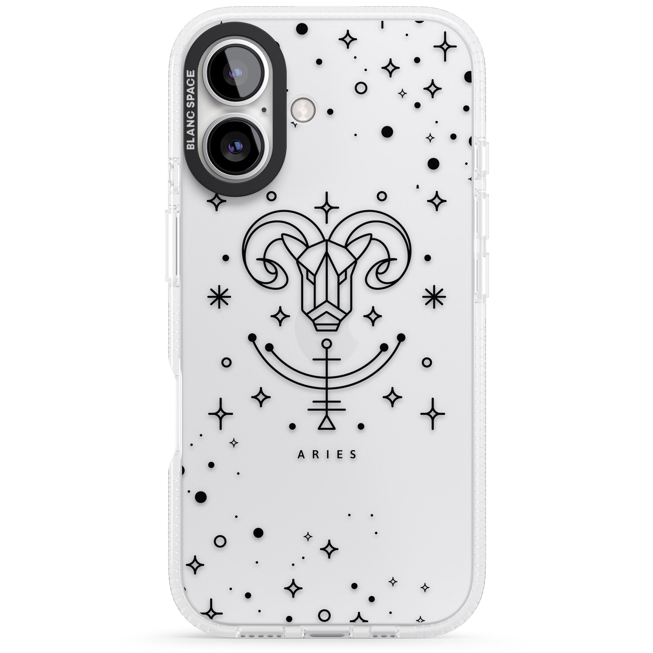 Aries Emblem - Transparent Design iPhone 16 / 16 Plus Clear Case Impact Air - Blanc Space