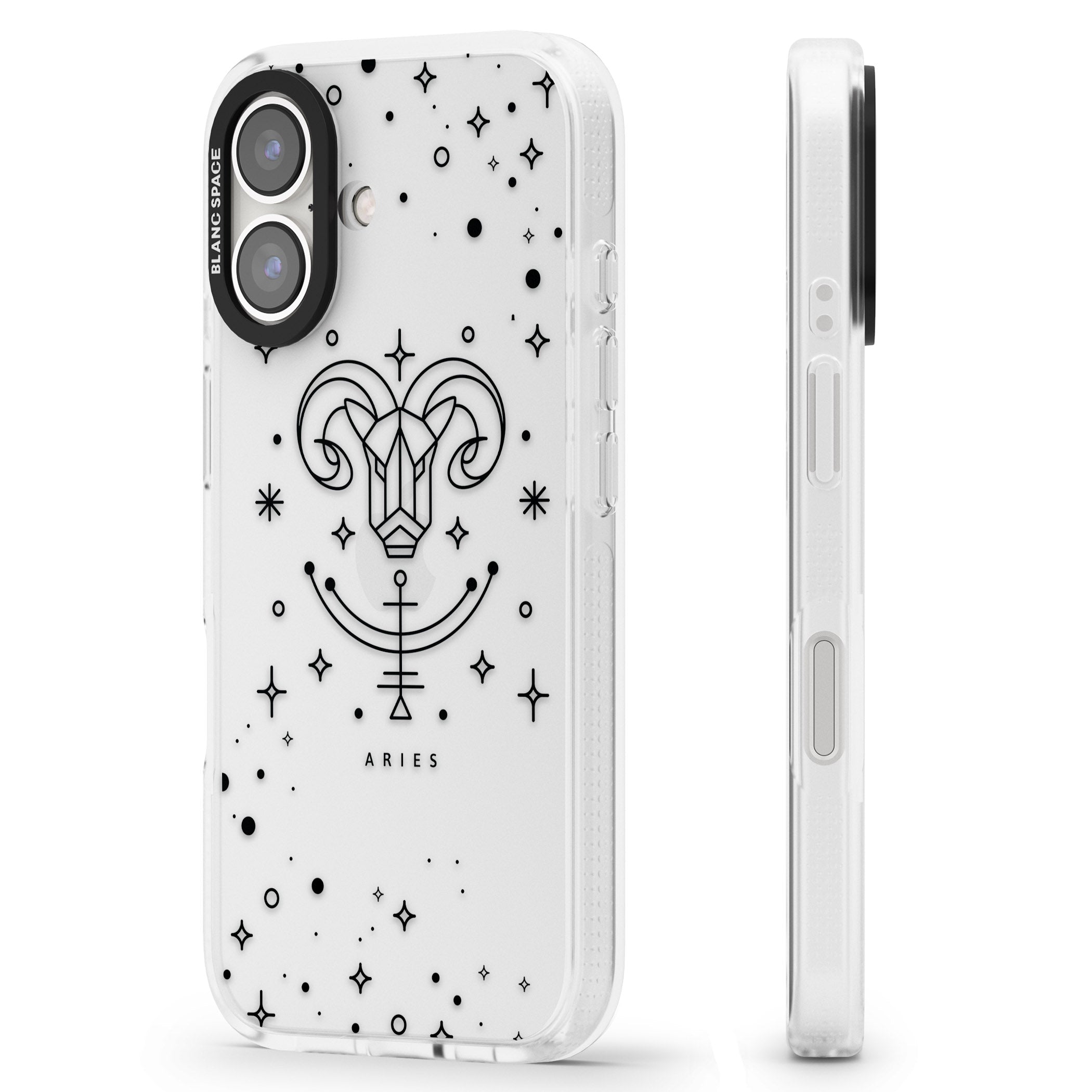 Aries Emblem - Transparent Design iPhone 16 / 16 Plus Clear Case Impact Air - Blanc Space