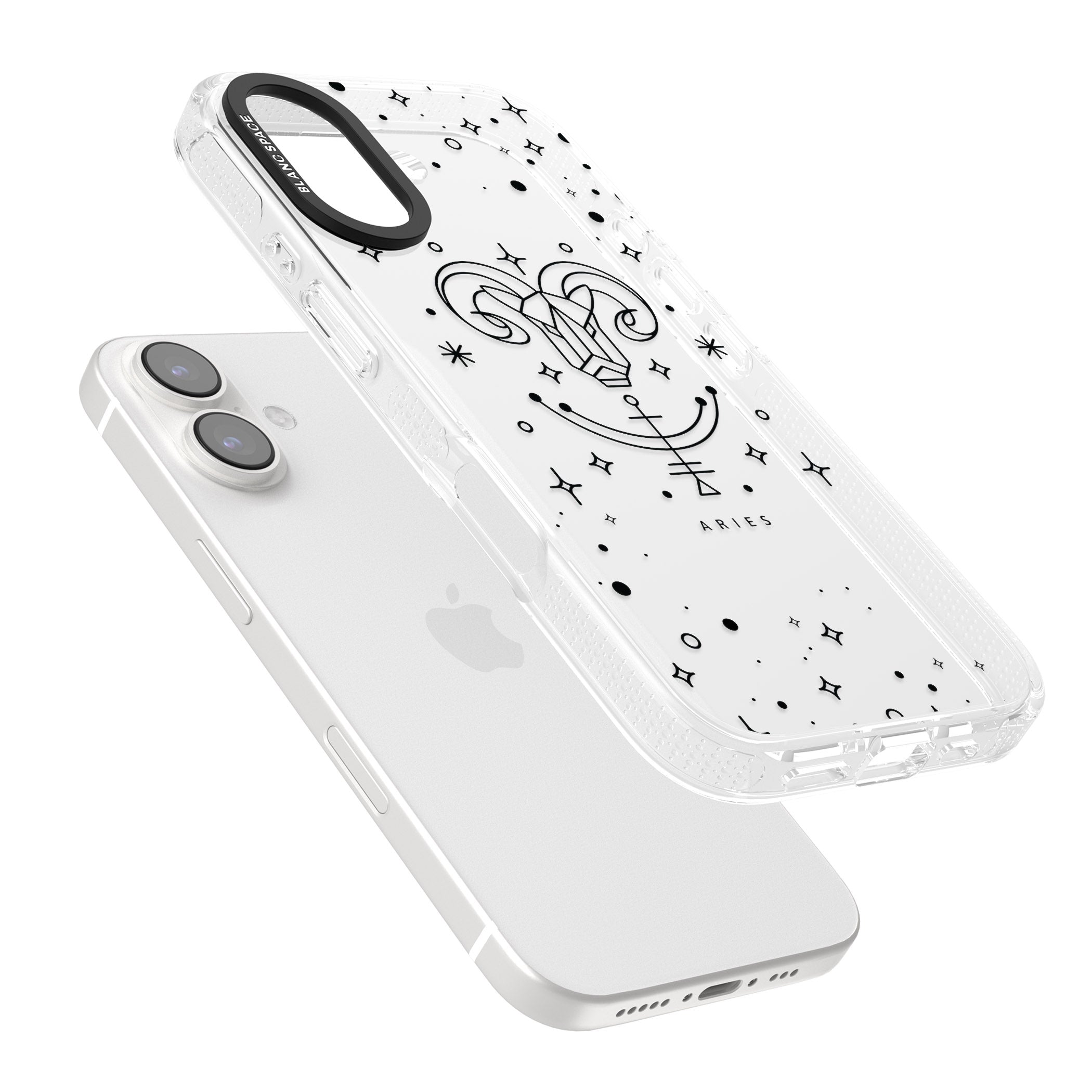 Aries Emblem - Transparent Design iPhone 16 / 16 Plus Clear Case Impact Air - Blanc Space