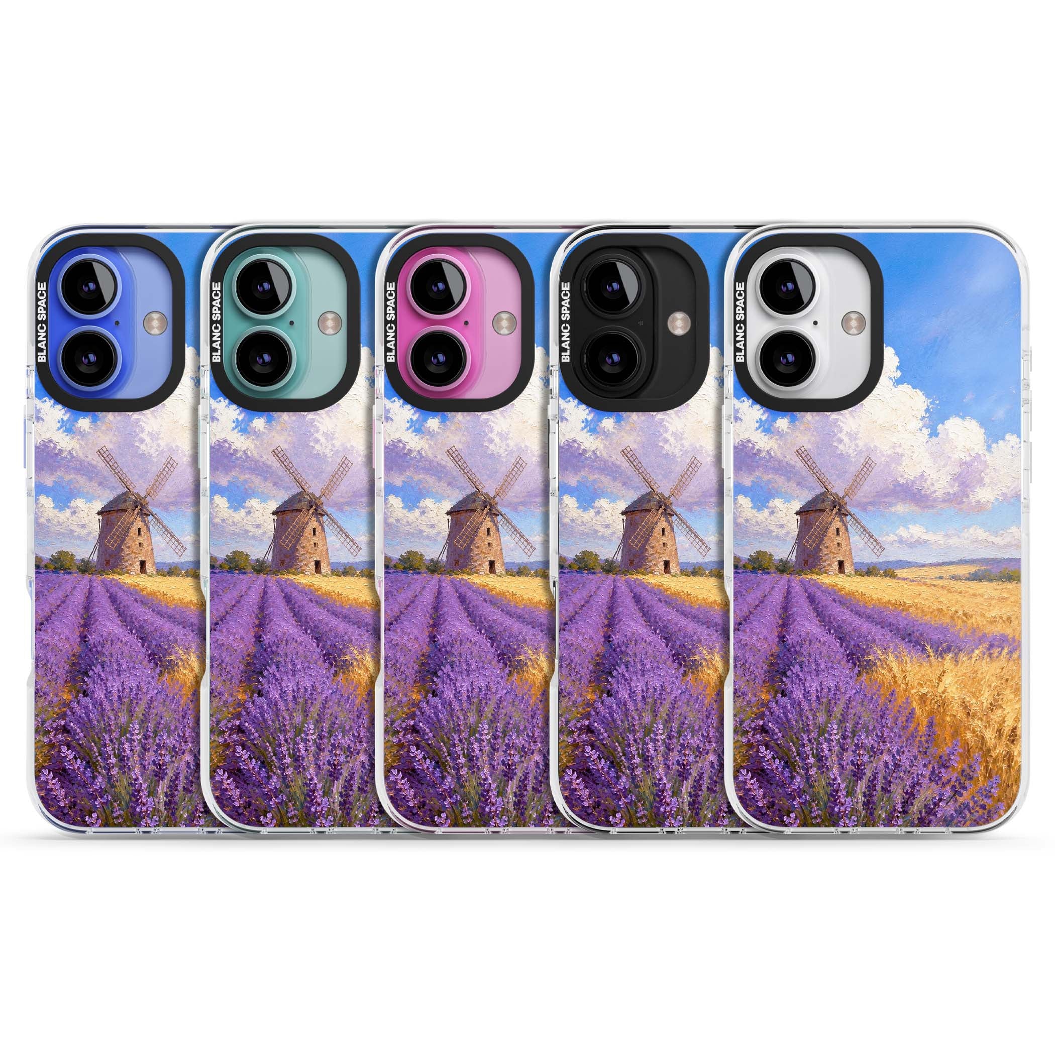 Lavender Mill cottagecore iPhone case featuring a French windmill, lavender field and golden wheat oil painting | Clear Impact case for iPhone 16, iPhone 16 Plus