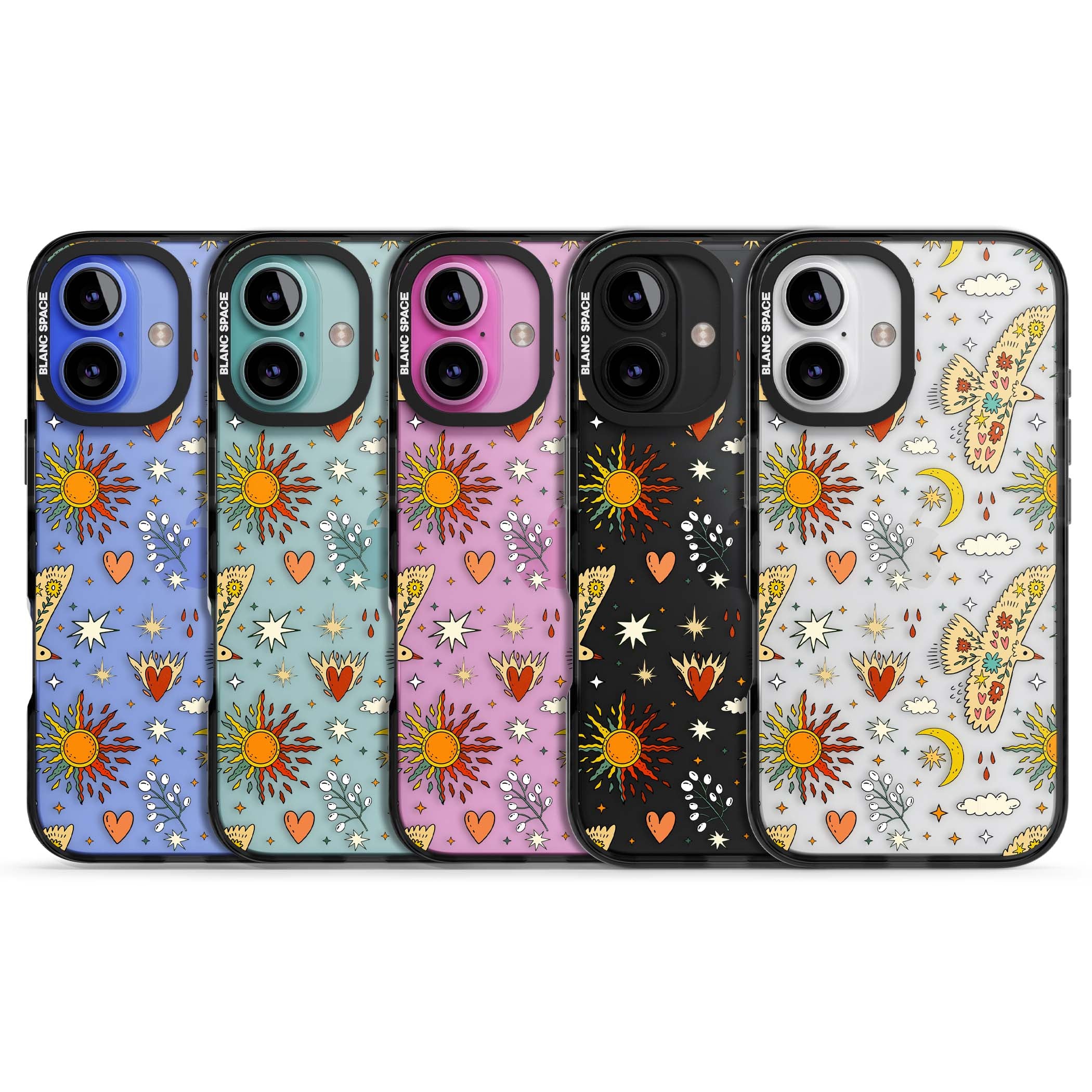 Elevate Your Phone'S Style With This Boho Celestial Sun & Eye Phone Case, Featuring A Mystical Blend Of Suns, All-Seeing Eyes, Butterflies, Stars, And