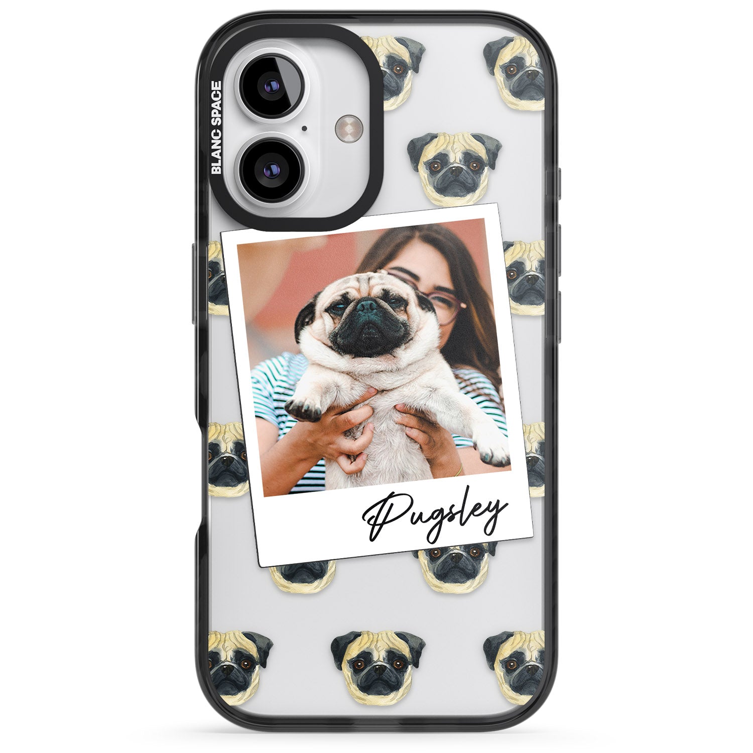 iPhone 16 Pro Max Personalised Pug - Dog Photo Black Impact Phone Case