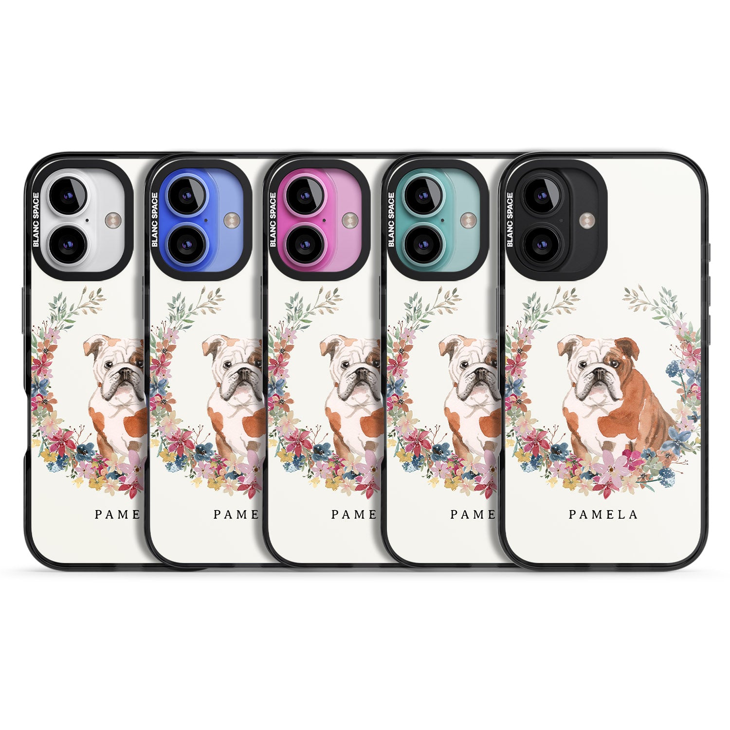 iPhone 16 Pro Max Personalised English Bulldog - Watercolour Dog Portrait Black Impact Phone Case