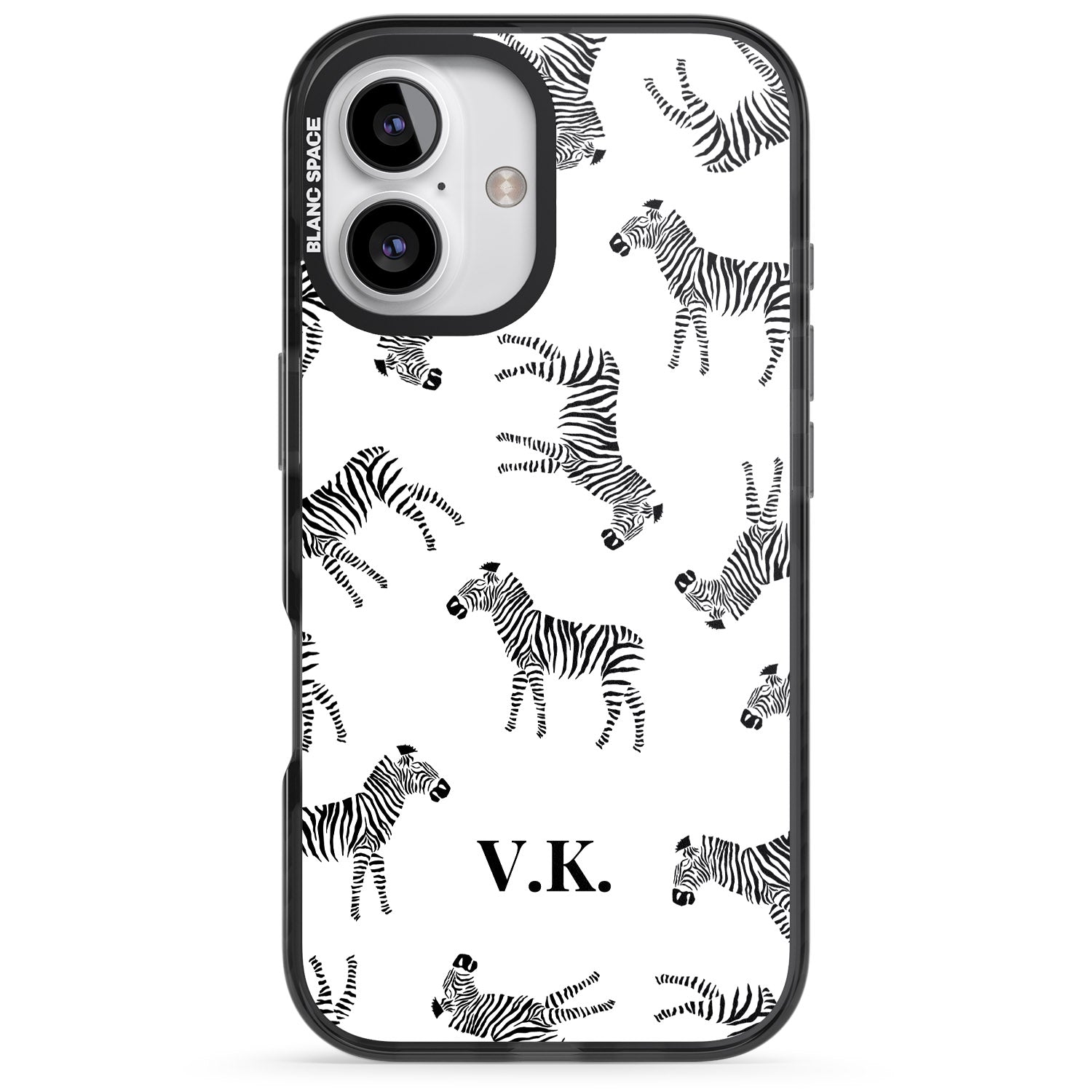 iPhone 16 Pro Max Personalised Zebra Pattern Black Impact Phone Case