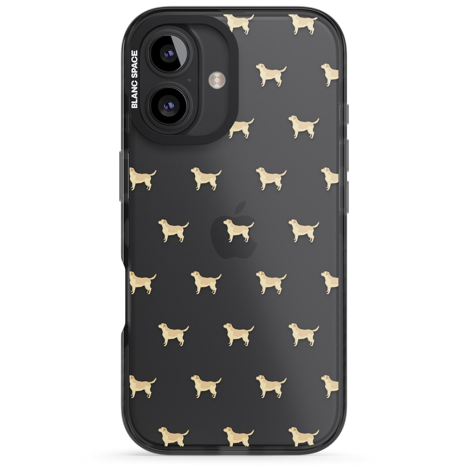 iPhone 16 Pro Max Tan Labrador Dog Pattern Clear Black Impact Phone Case
