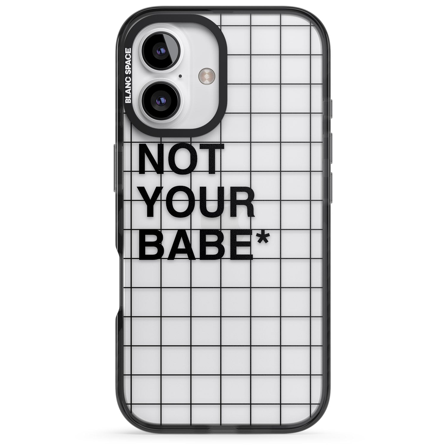 iPhone 16 Pro Max Grid Pattern Not Your Babe Black Impact Phone Case