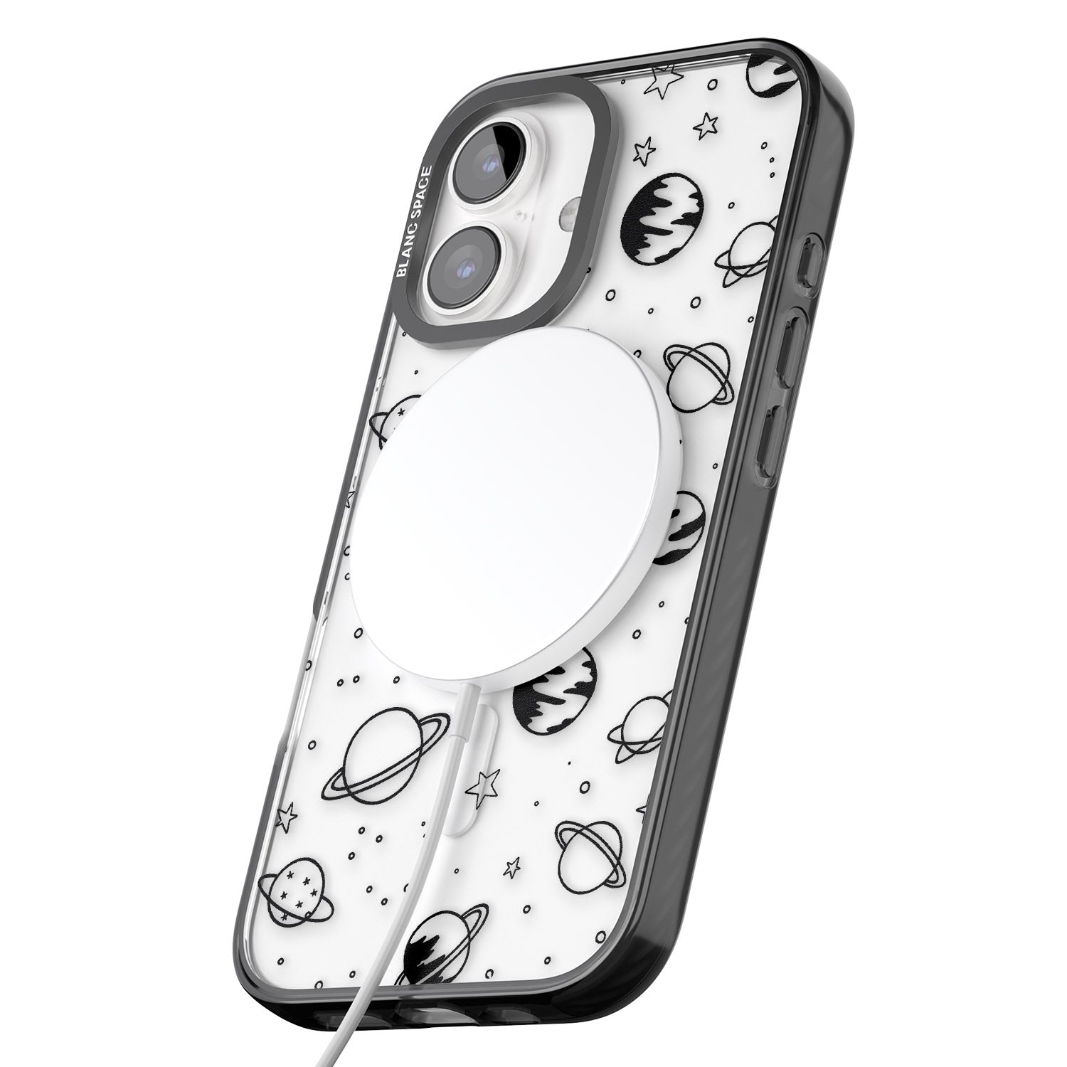 iPhone 16 Pro Max Cosmic Outer Space Design Black on Clear Black Impact Phone Case