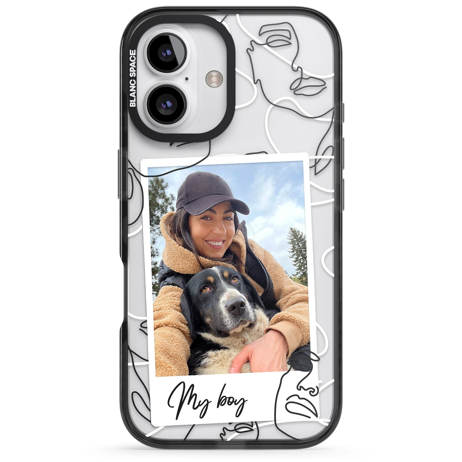 iPhone 16 Pro Max Personalised Abstract Faces Instant Photo Black Impact Phone Case