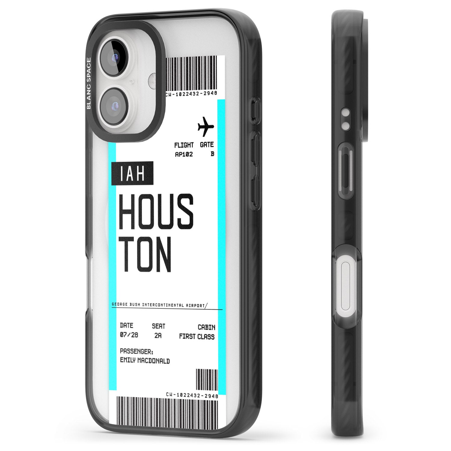 iPhone 16 Pro Max Personalised Houston Boarding Pass Black Impact Phone Case