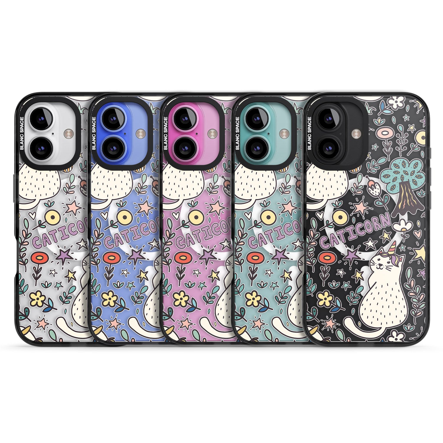 iPhone 16 Pro Max Caticorn pattern Black Impact Phone Case
