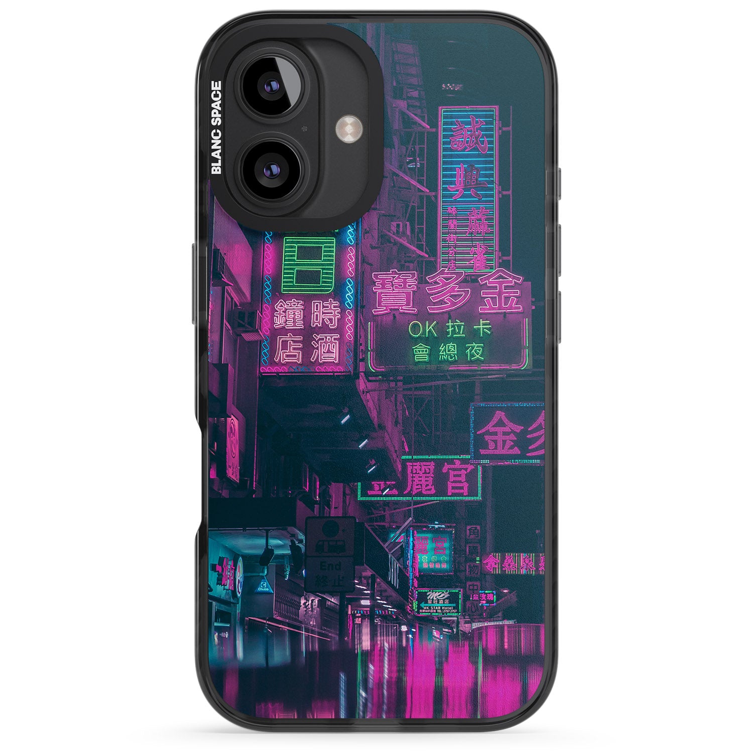 iPhone 16 Pro Max Rainy Reflections - Neon Cities Photographs Black Impact Phone Case