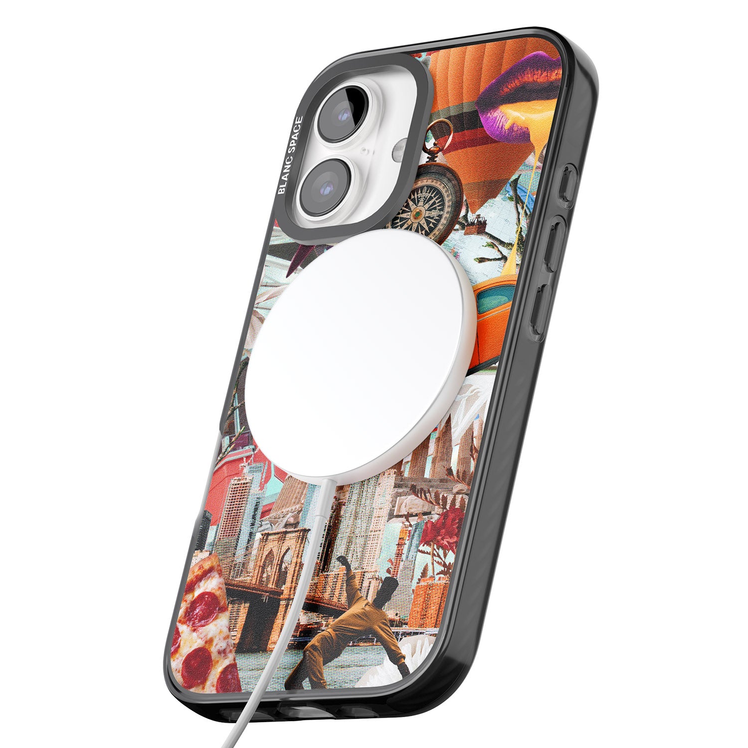 iPhone 16 Pro Max Vintage Collage: New York Mix Black Impact Phone Case