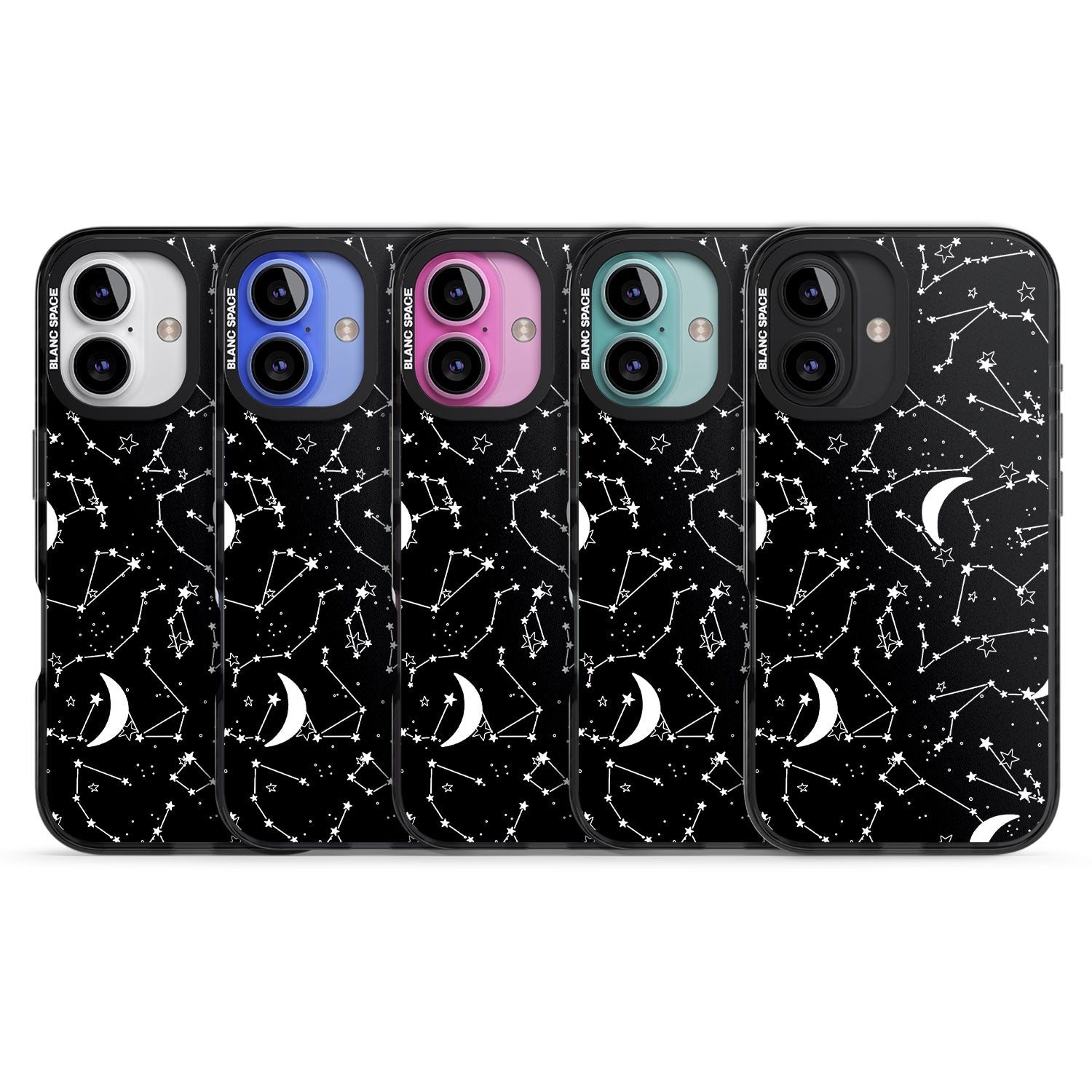 iPhone 16 Pro Max White Stars Constellations on Black Black Impact Phone Case