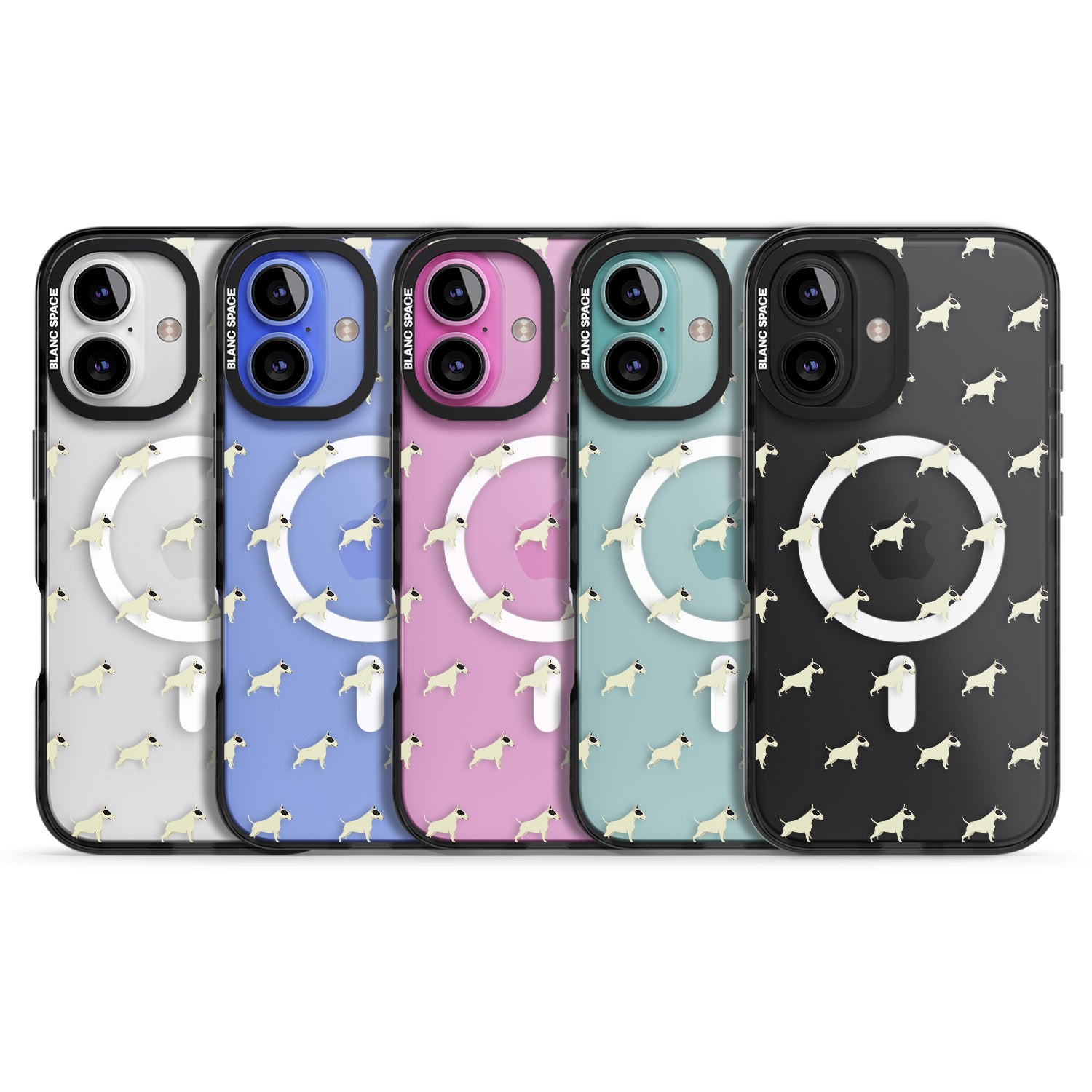 iPhone 16 Pro Max Bull Terrier Dog Pattern Clear Black Impact Phone Case