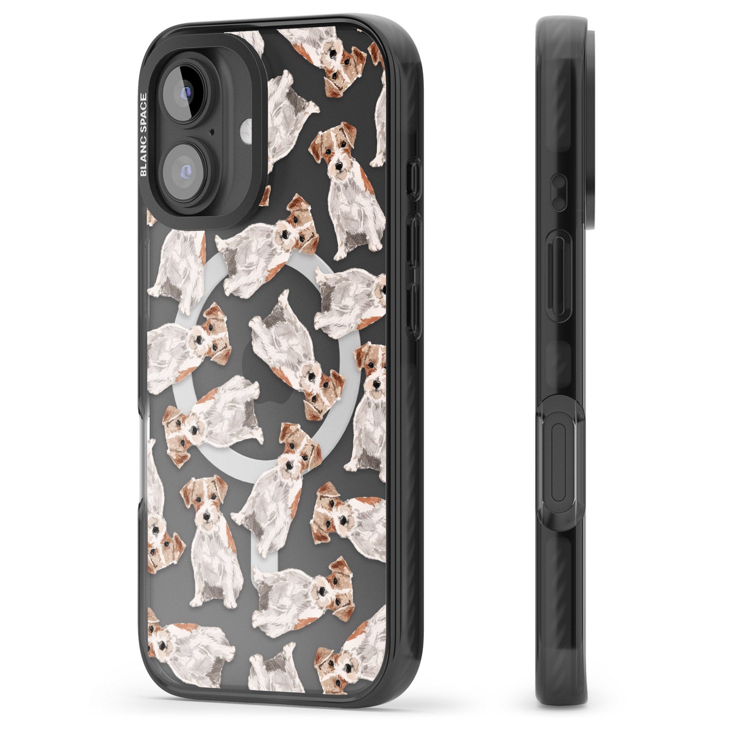iPhone 16 Pro Max Wirehaired Jack Russell Watercolour Dog Pattern Black Impact Phone Case