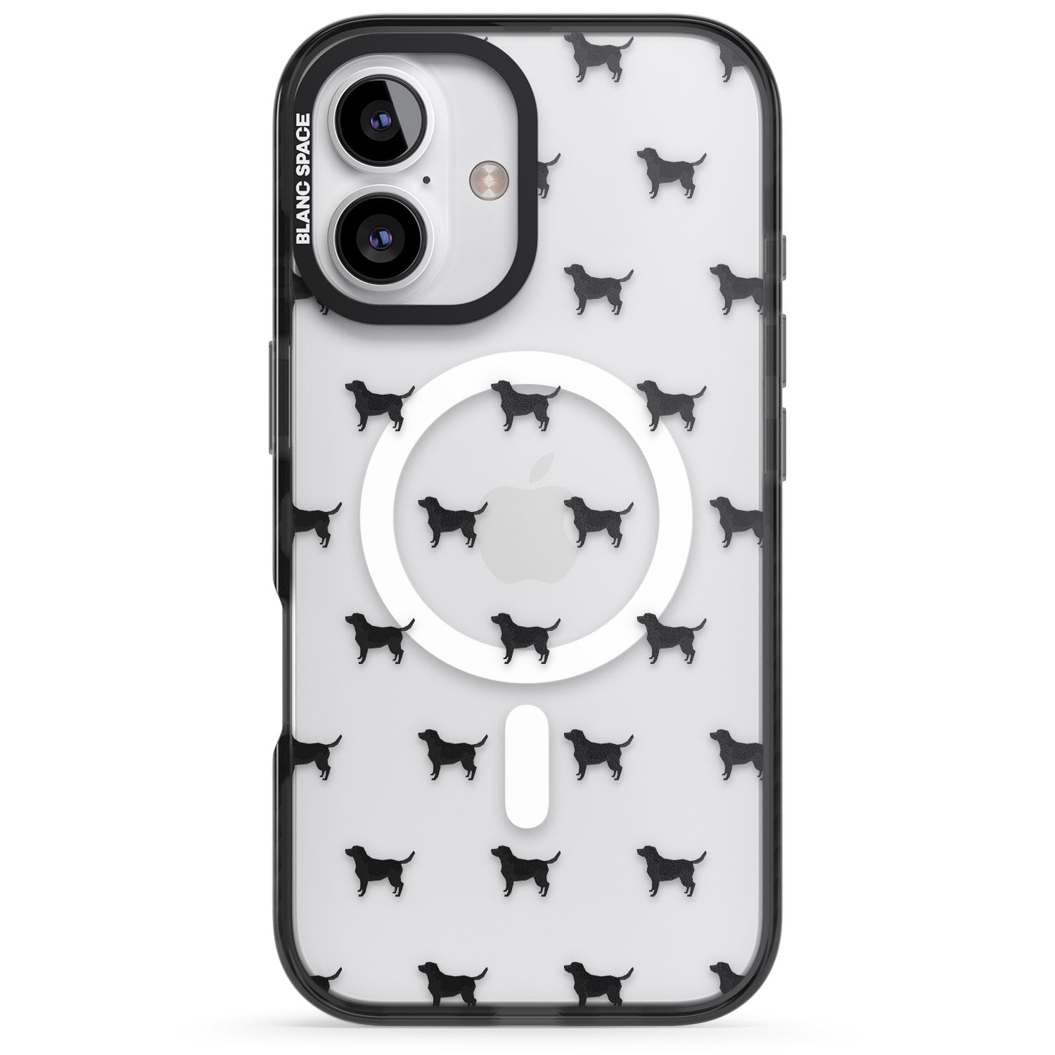 iPhone 16 Pro Max Black Labrador Dog Pattern Clear Black Impact Phone Case