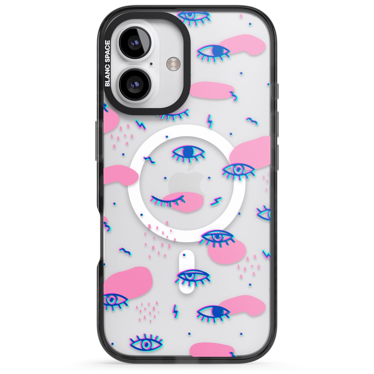 iPhone 16 Pro Max Pink Eye Blotches Black Impact Phone Case
