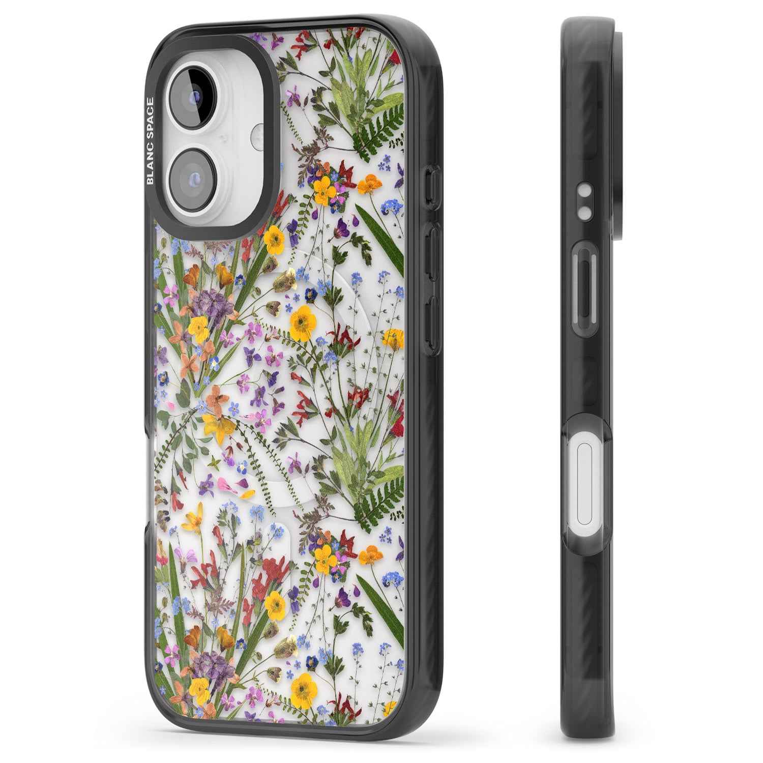 iPhone 16 Pro Max Wildflower & Leaves Black Impact Phone Case