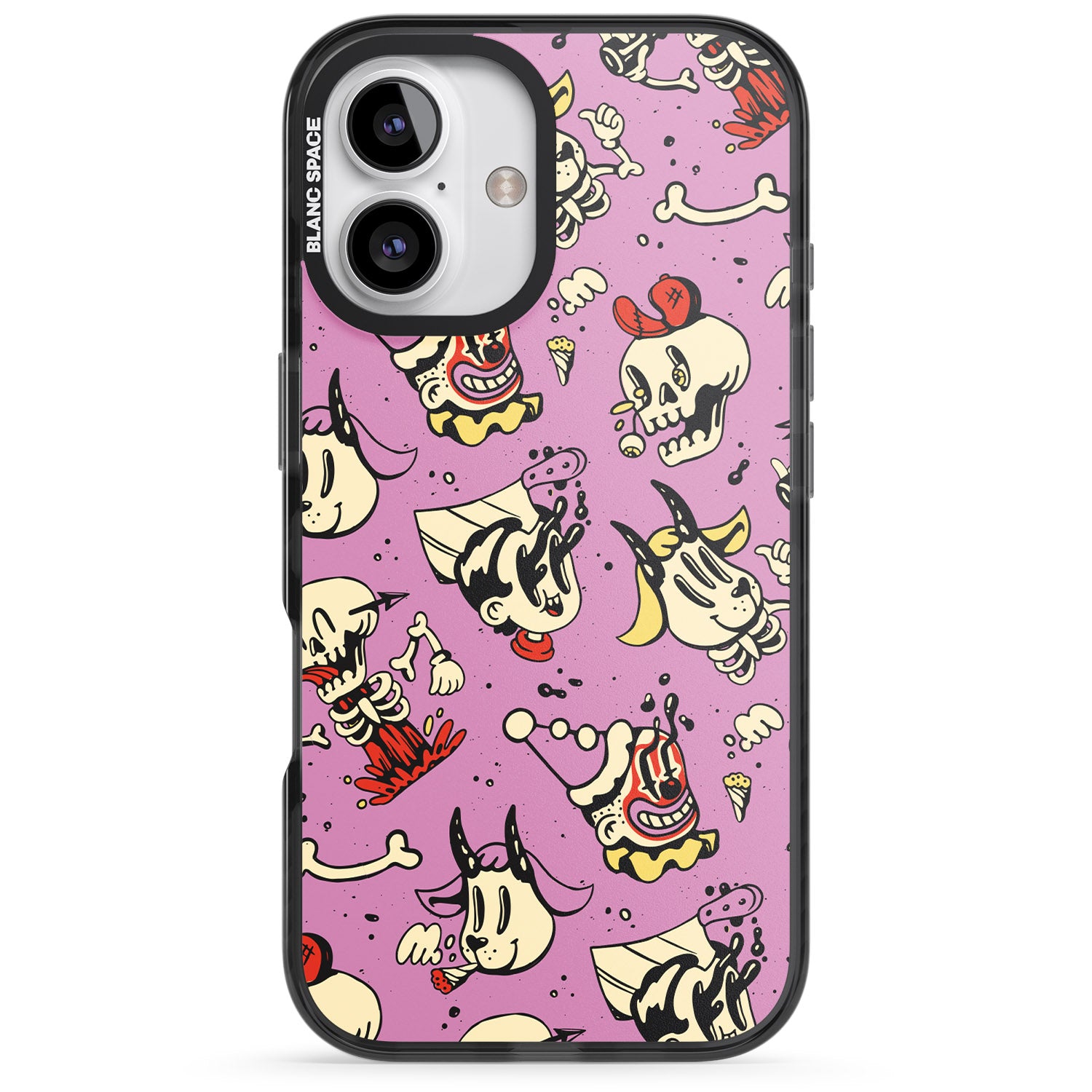 iPhone 16 Pro Max Purple Retro Halloween Pattern Black Impact Phone Case