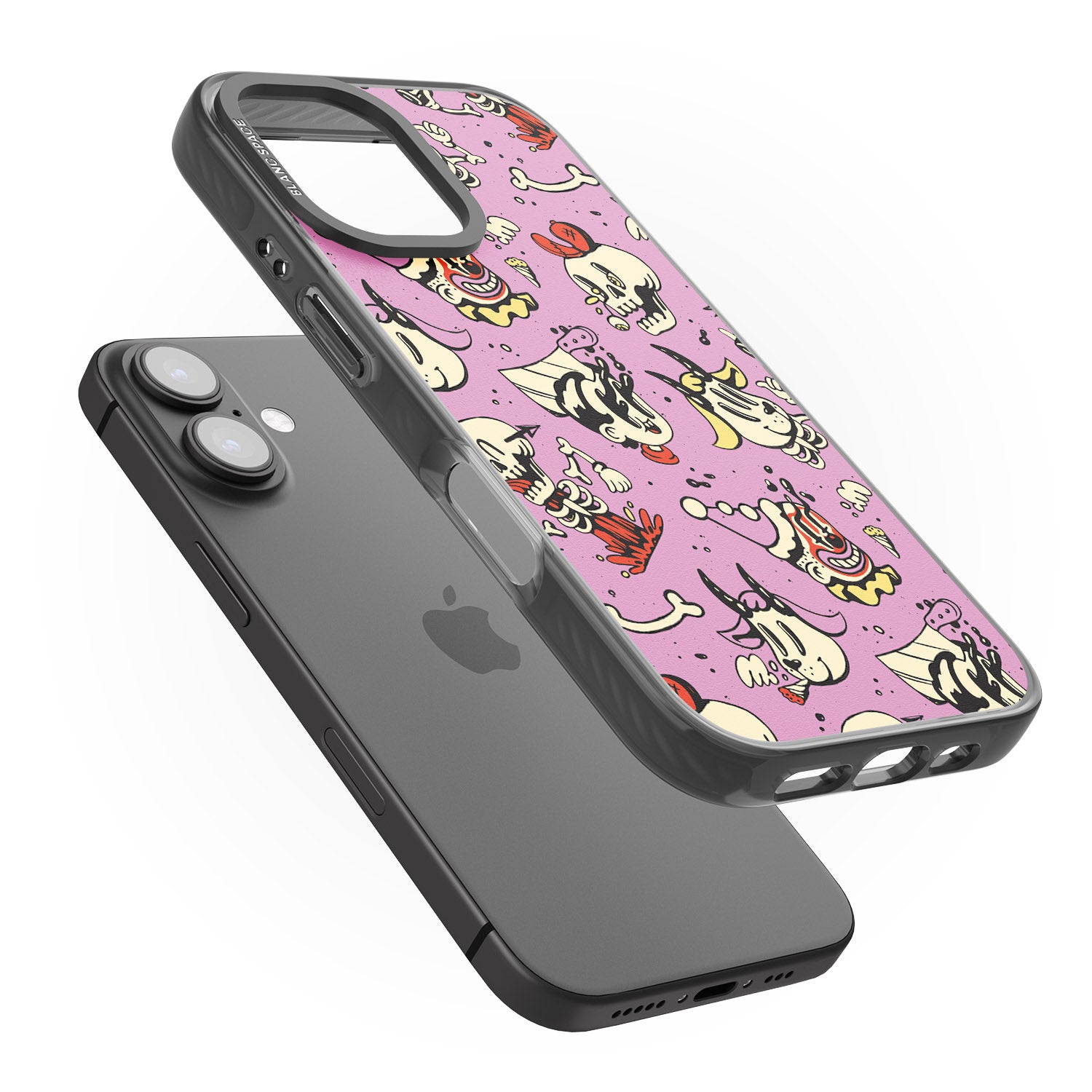 iPhone 16 Pro Max Purple Retro Halloween Pattern Black Impact Phone Case