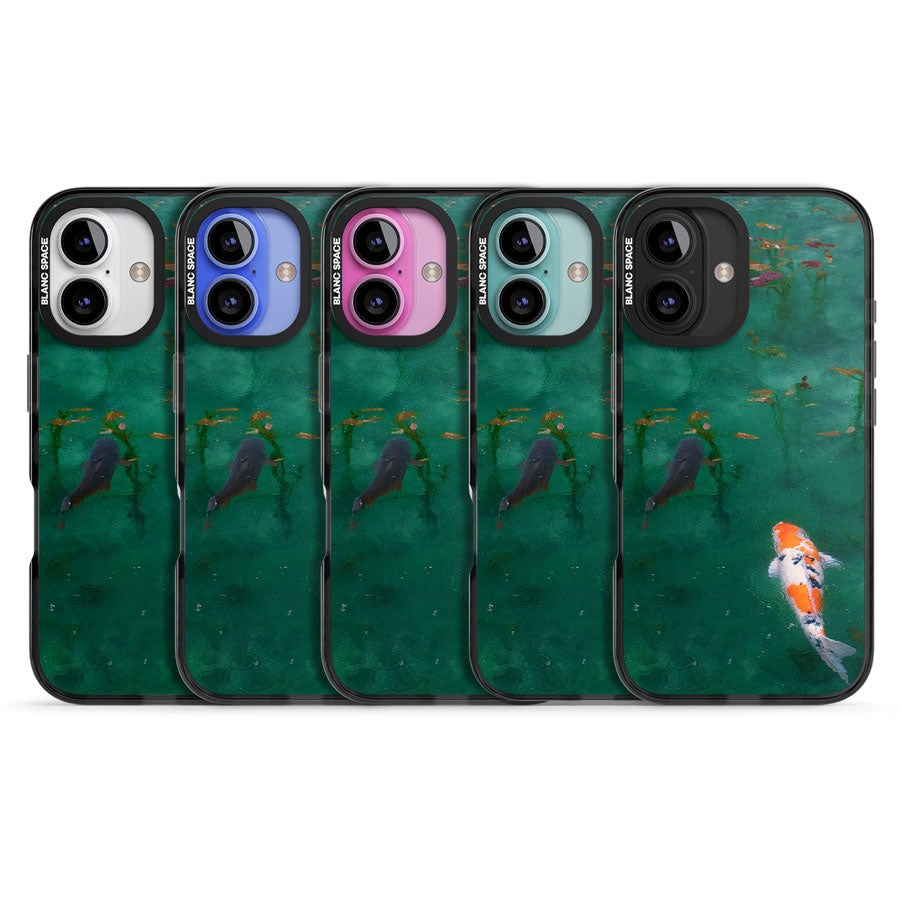 Koi Fish Black Impact Magsafe Phone Case for iPhone 16, iPhone 16 Plus
