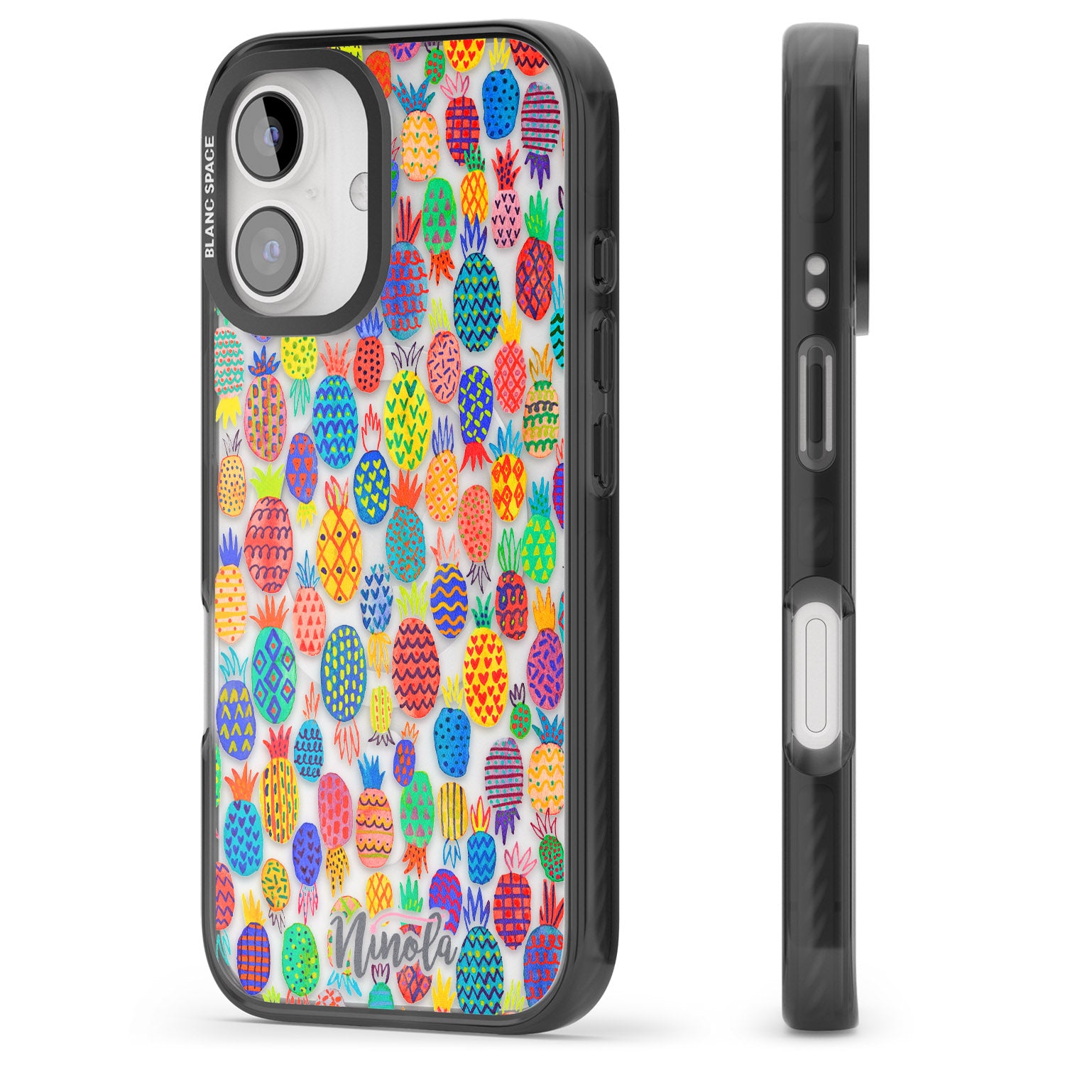 iPhone 16 Pro Max Cute Pineapples Black Impact Phone Case