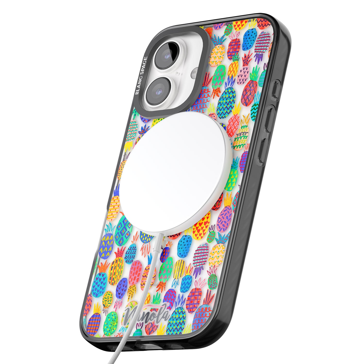 iPhone 16 Pro Max Cute Pineapples Black Impact Phone Case