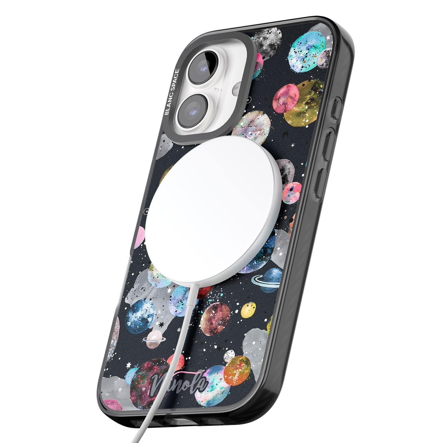 iPhone 16 Pro Max Space Planets Black Impact Phone Case