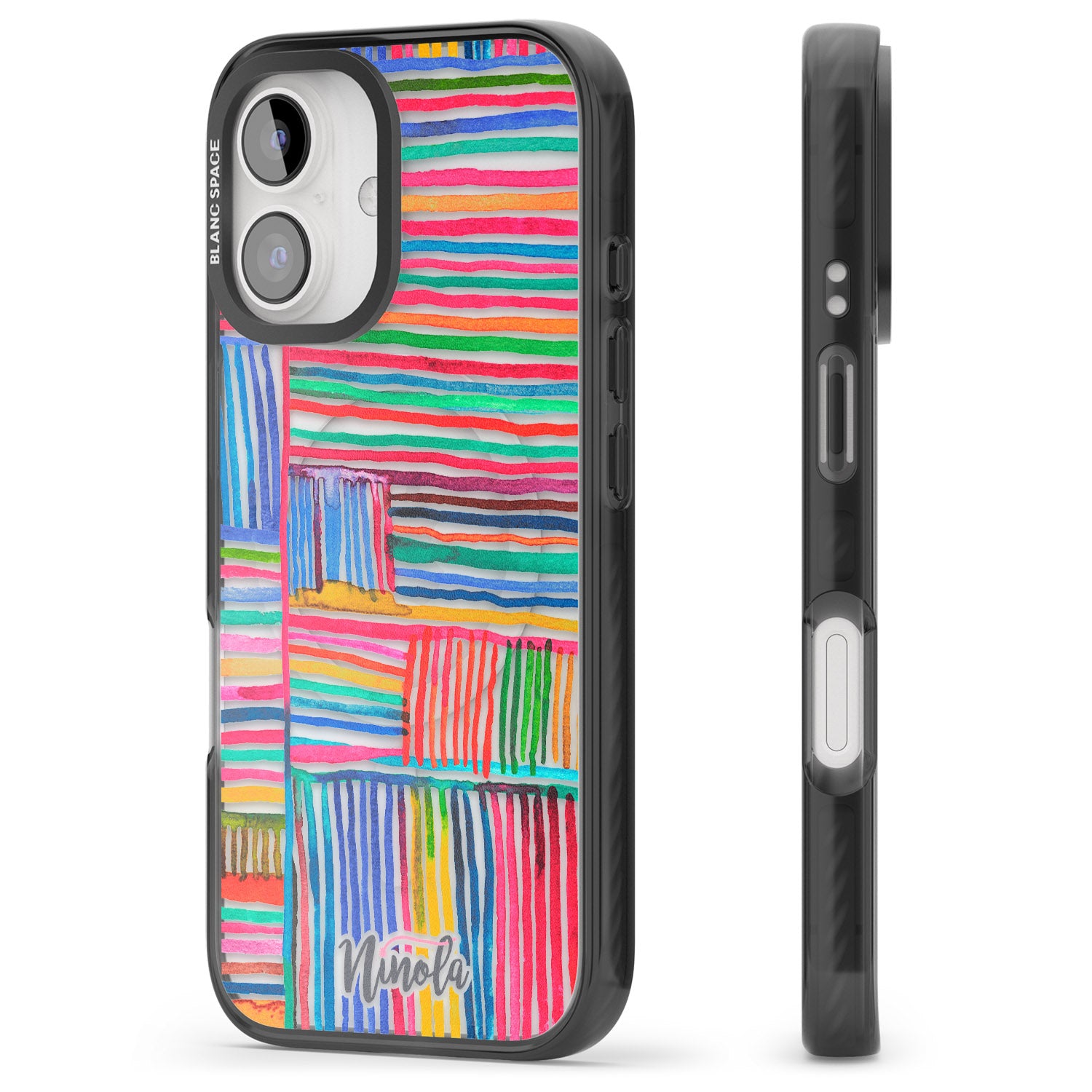 iPhone 16 Pro Max Watercolor Relaxing Lines Black Impact Phone Case