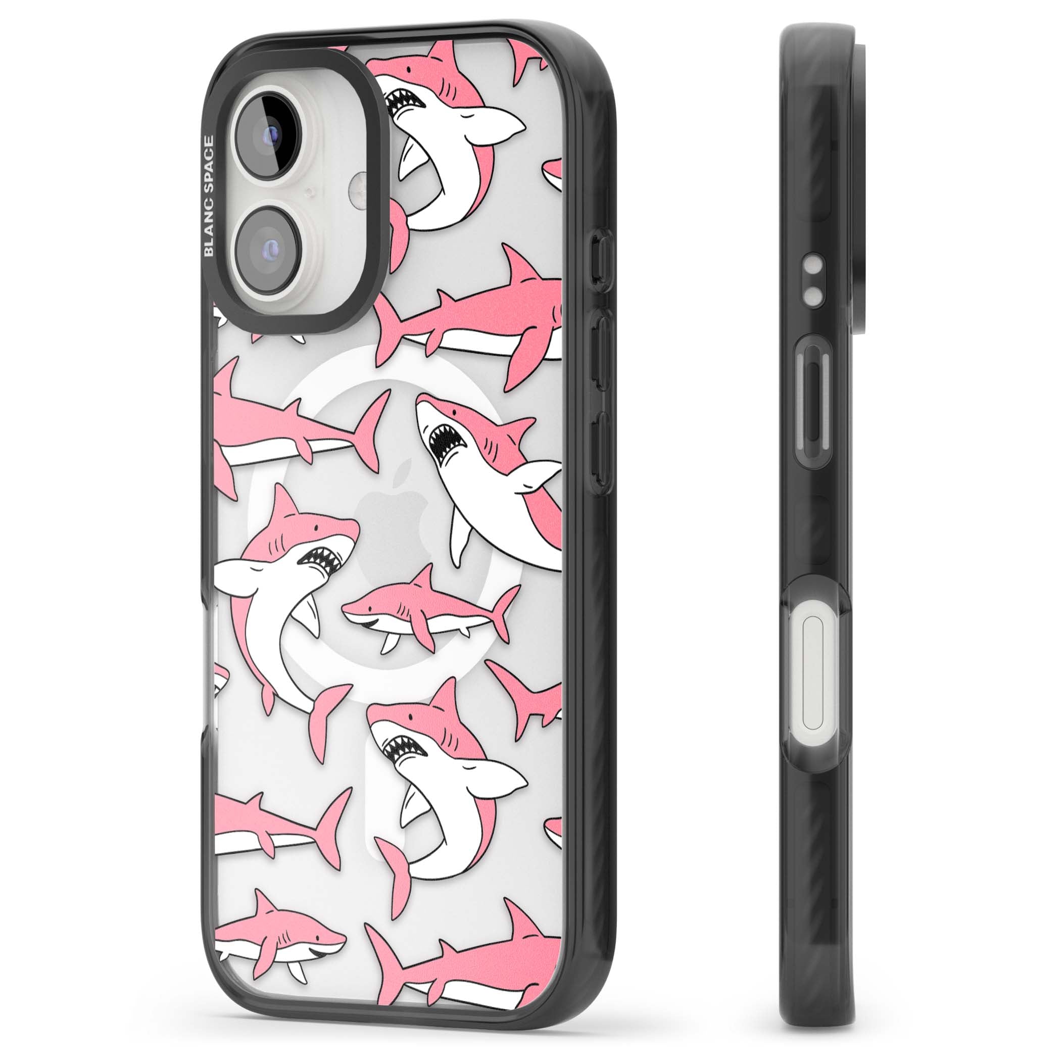 Bubblegum Sharks for her iPhone case | Black Impact Magsafe case for iPhone 16, iPhone 16 Plus