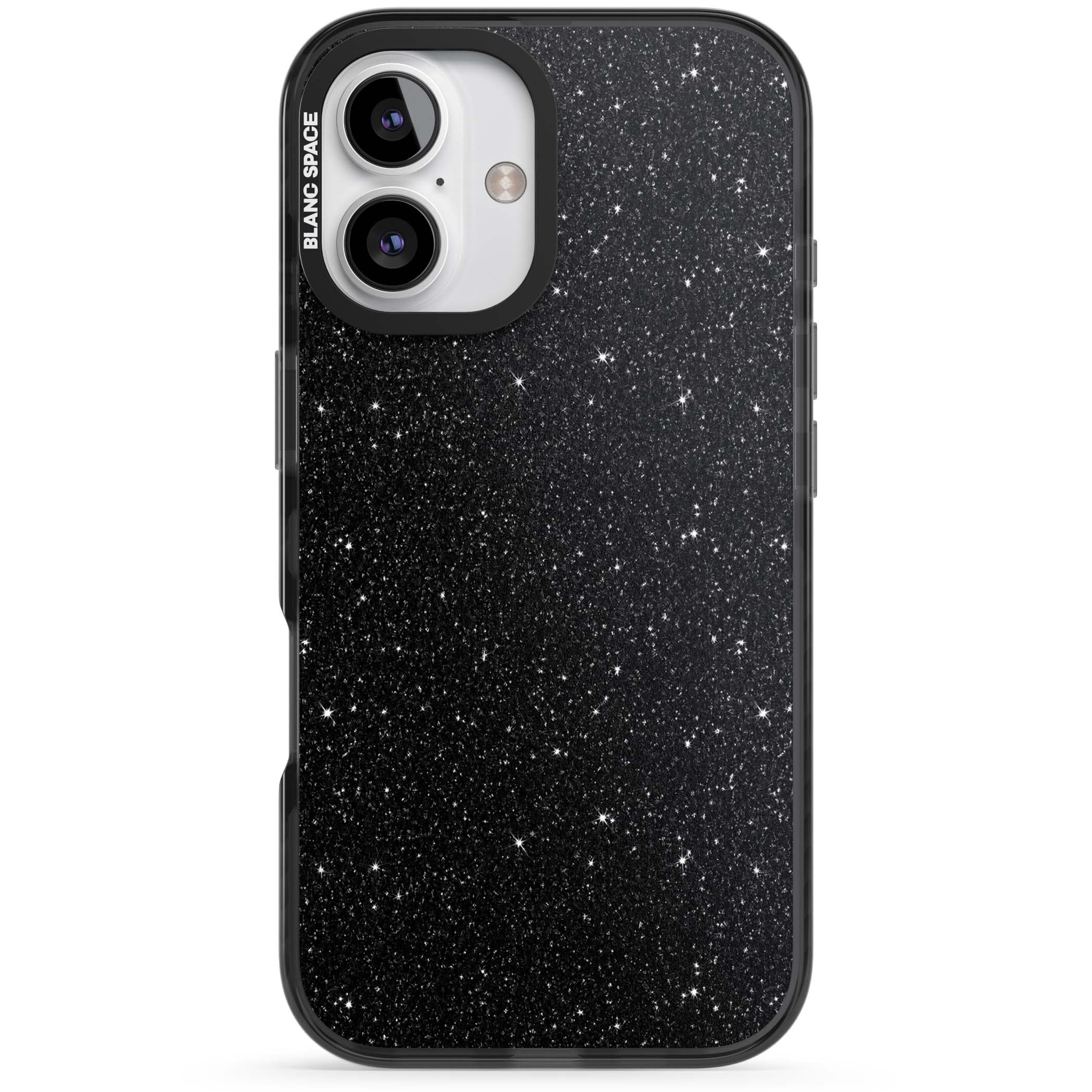 Black Glitter black glitter iPhone case featuring an all-over sparkly shimmer pattern on a jet black base | Black Impact Magsafe case for iPhone 16, iPhone 16 Plus