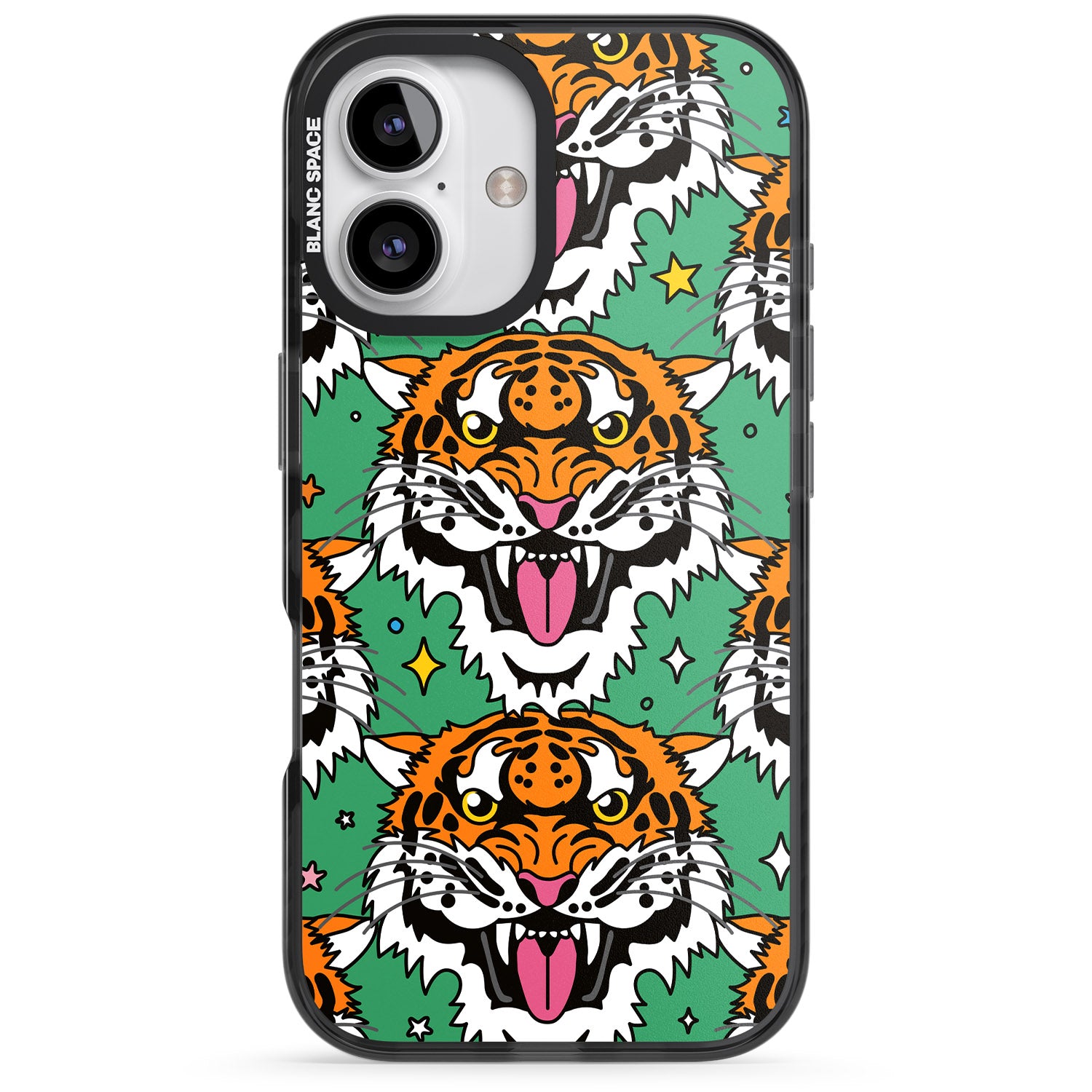 iPhone 16 Pro Max Fierce Jungle Tigers (Green) Black Impact Phone Case