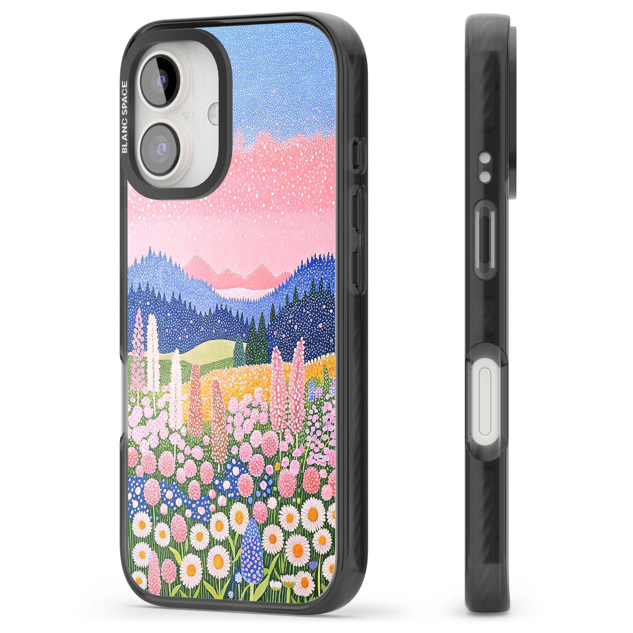 Valley Horizon cottagecore iPhone case | Black Impact Magsafe case for iPhone 16, iPhone 16 Plus