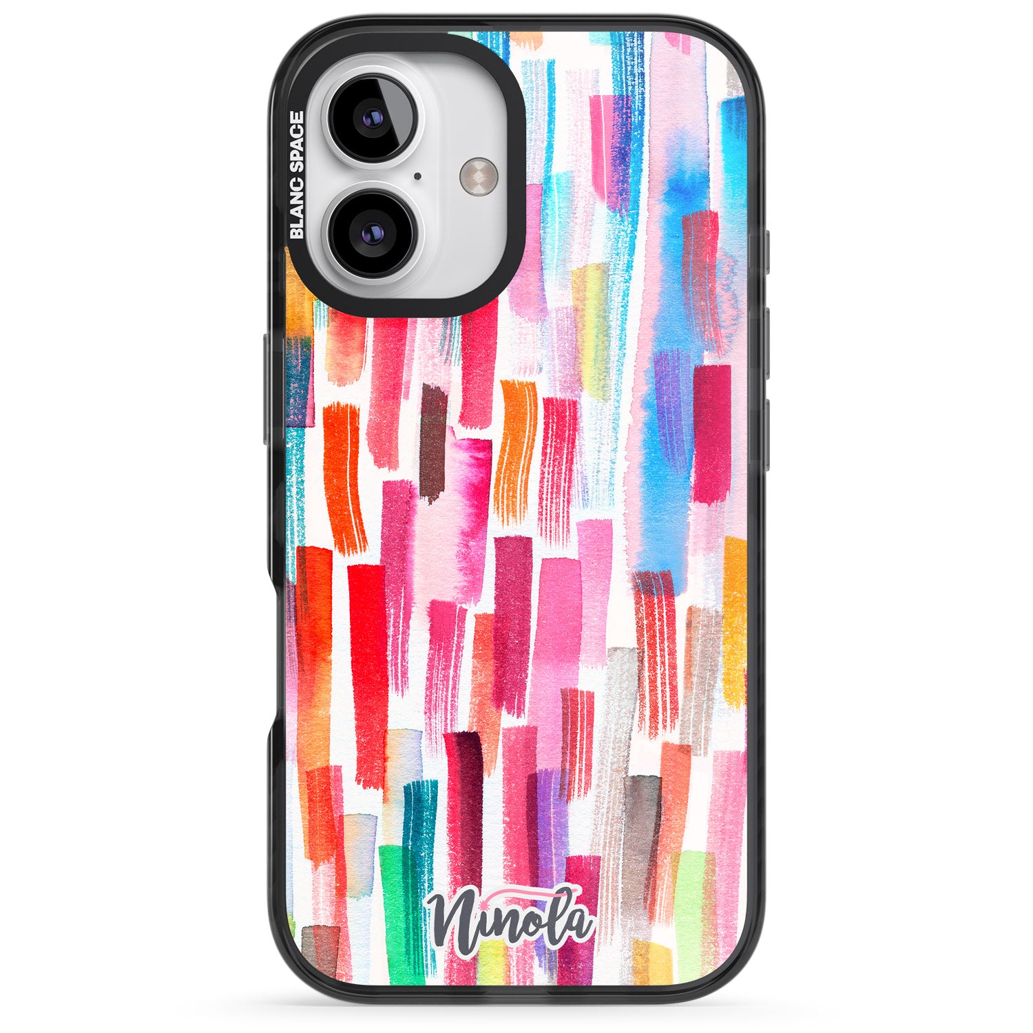 iPhone 16 Pro Max Colorful Brushstrokes Black Impact Phone Case