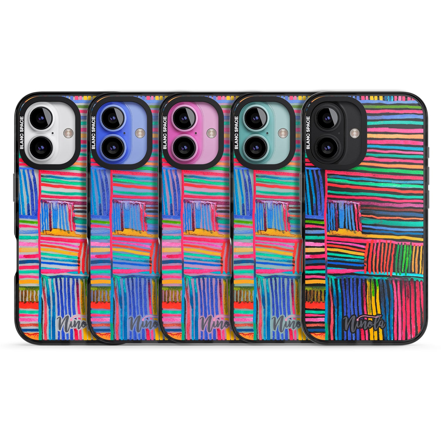 iPhone 16 Pro Max Watercolor Relaxing Lines Black Impact Phone Case