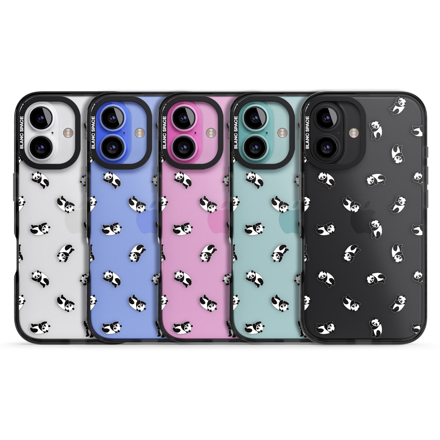 iPhone 16 Pro Max Tiny Panda Pattern Black Impact Phone Case