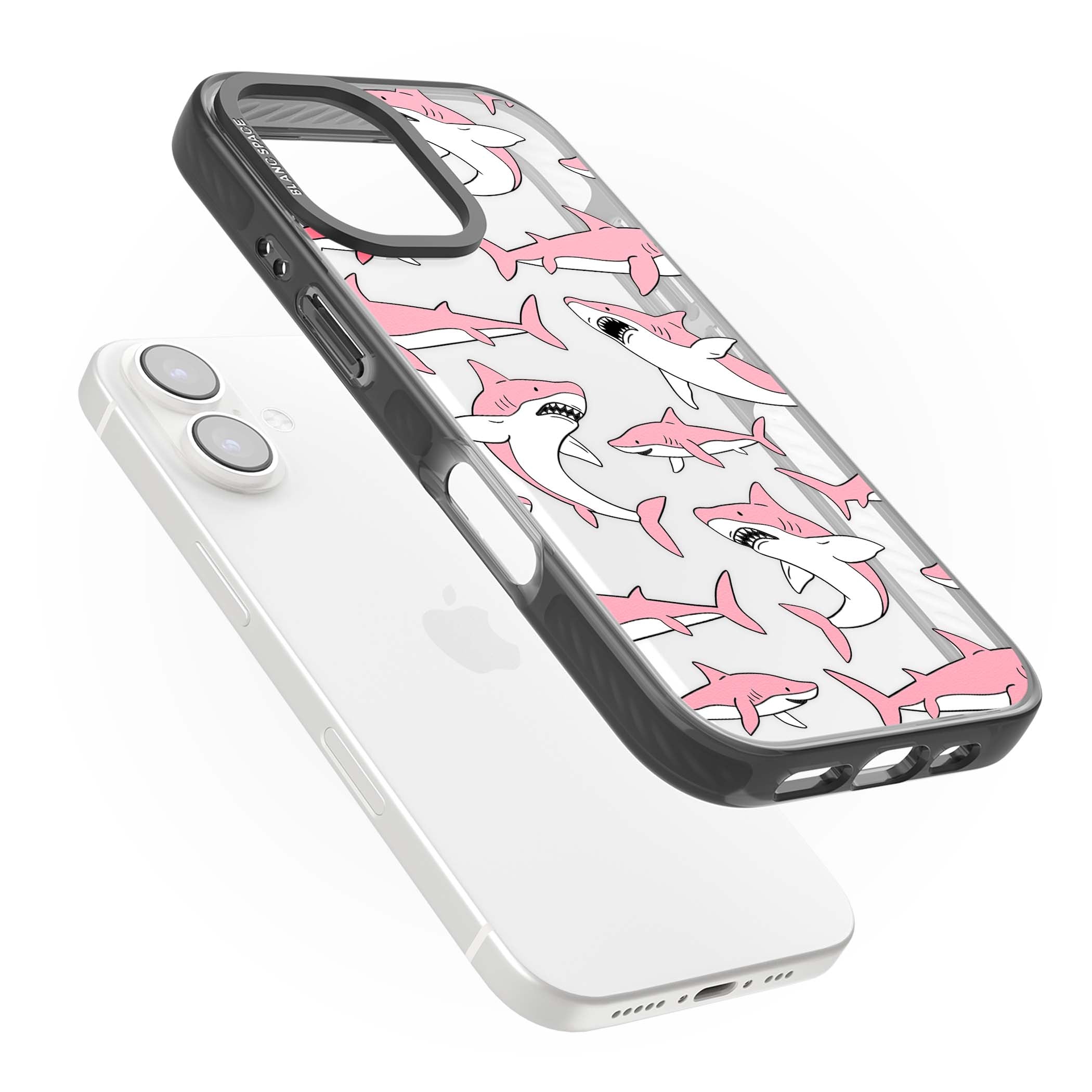 Bubblegum Sharks for her iPhone case | Black Impact case for iPhone 16, iPhone 16 Plus