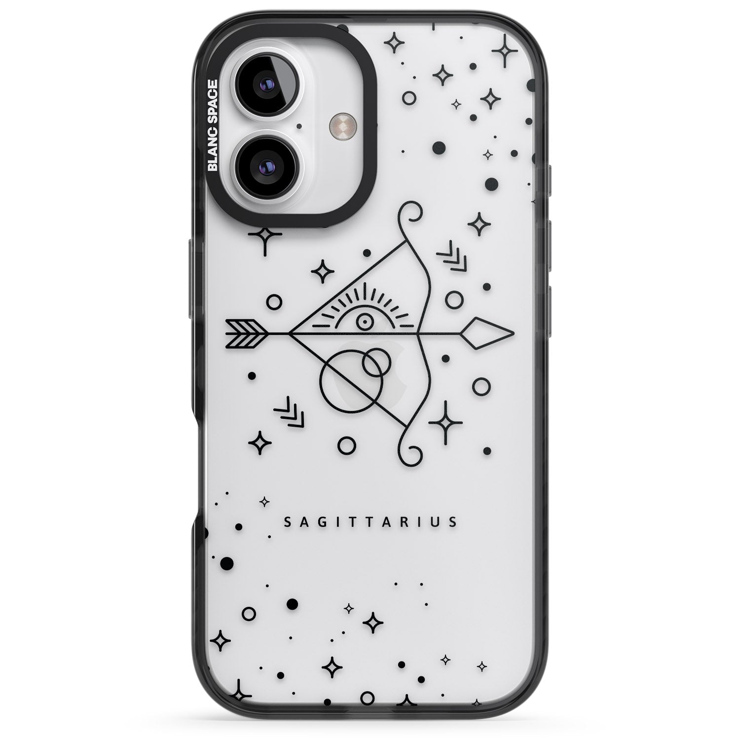 iPhone 16 Pro Max Sagittarius Emblem - Transparent Design Black Impact Phone Case