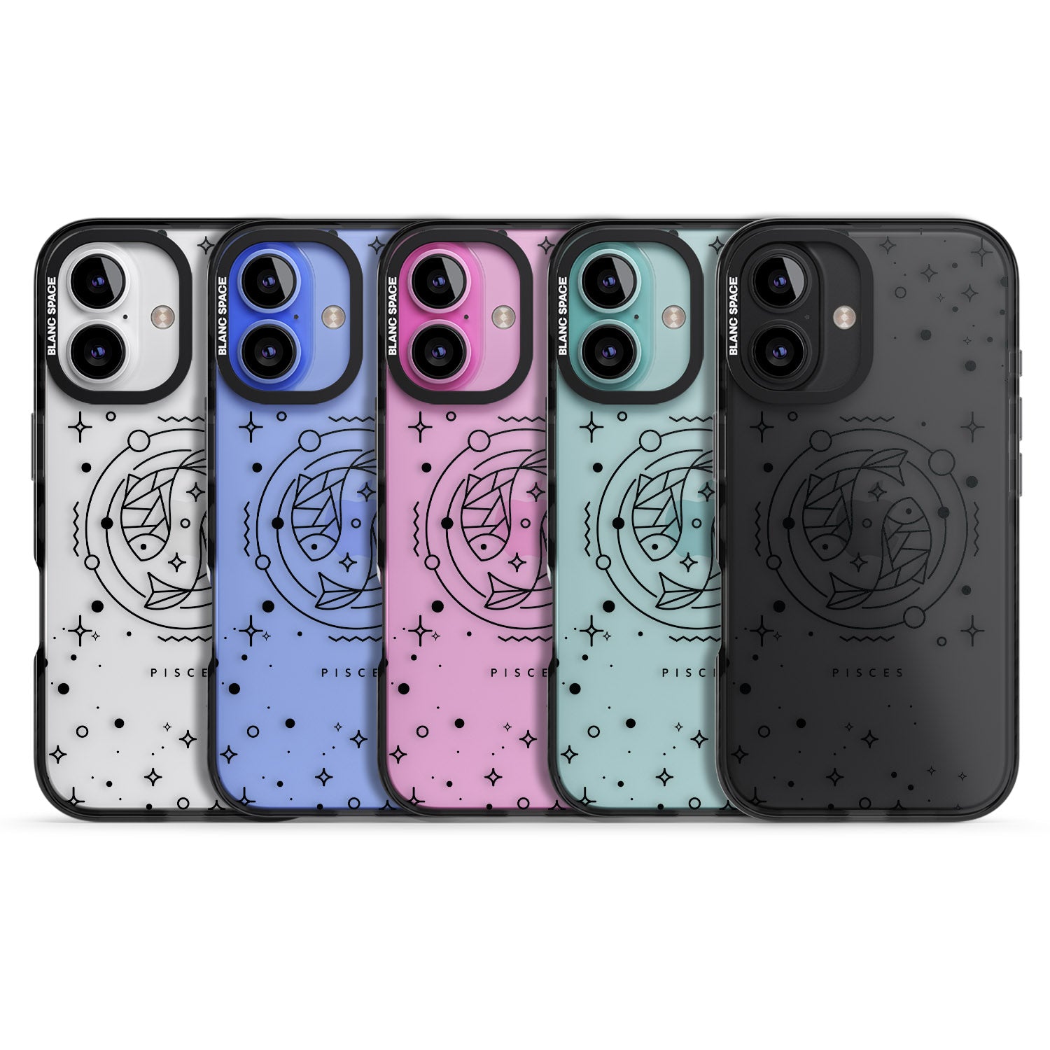 iPhone 16 Pro Max Pisces Emblem - Transparent Design Black Impact Phone Case
